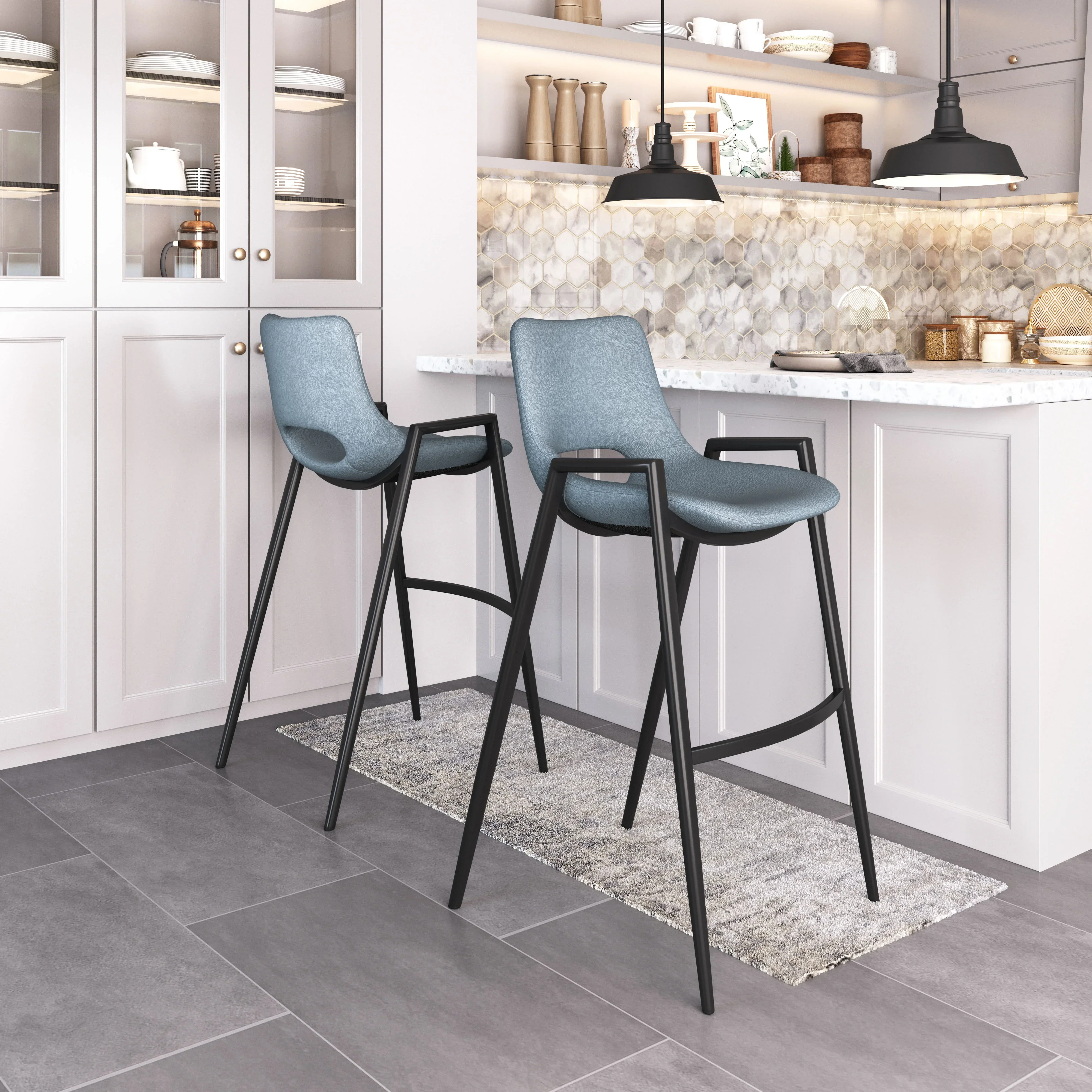 Desi Barstool (Set of 2) Azure Gray - Image 2