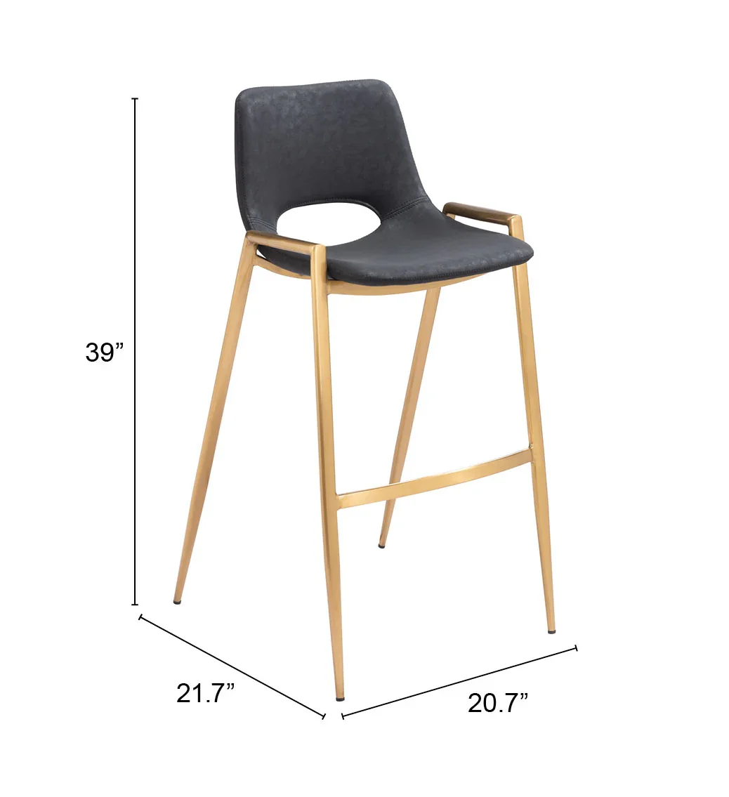 Desi Barstool (Set of 2) Black & Gold - Image 6