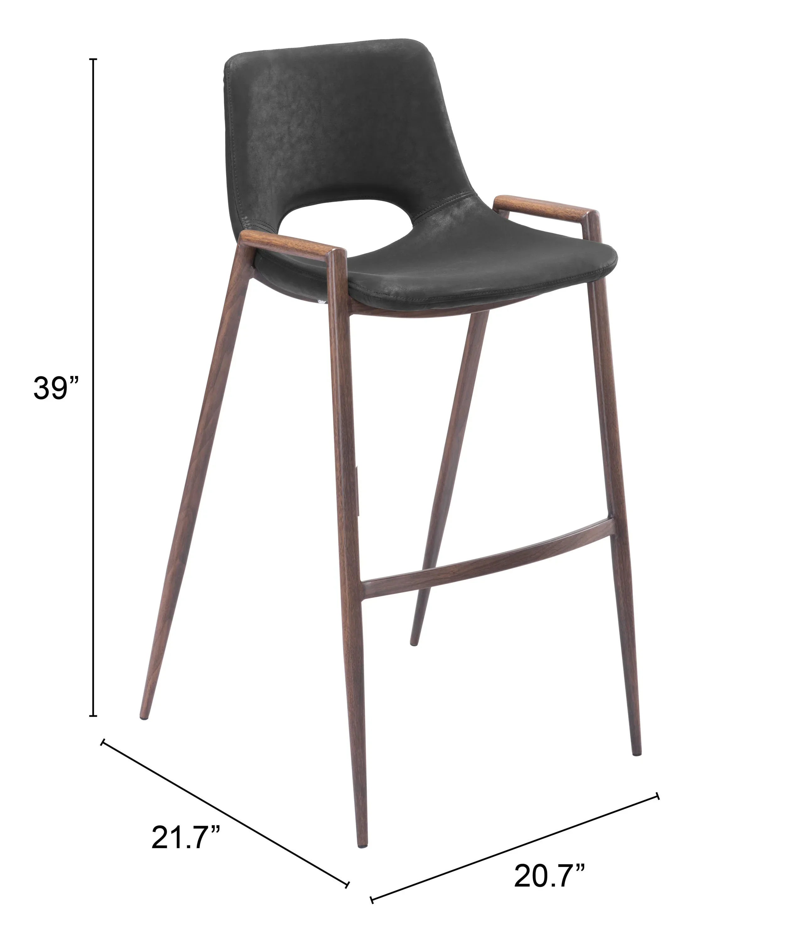 Desi Barstool (Set of 2) Black & Walnut - Image 6