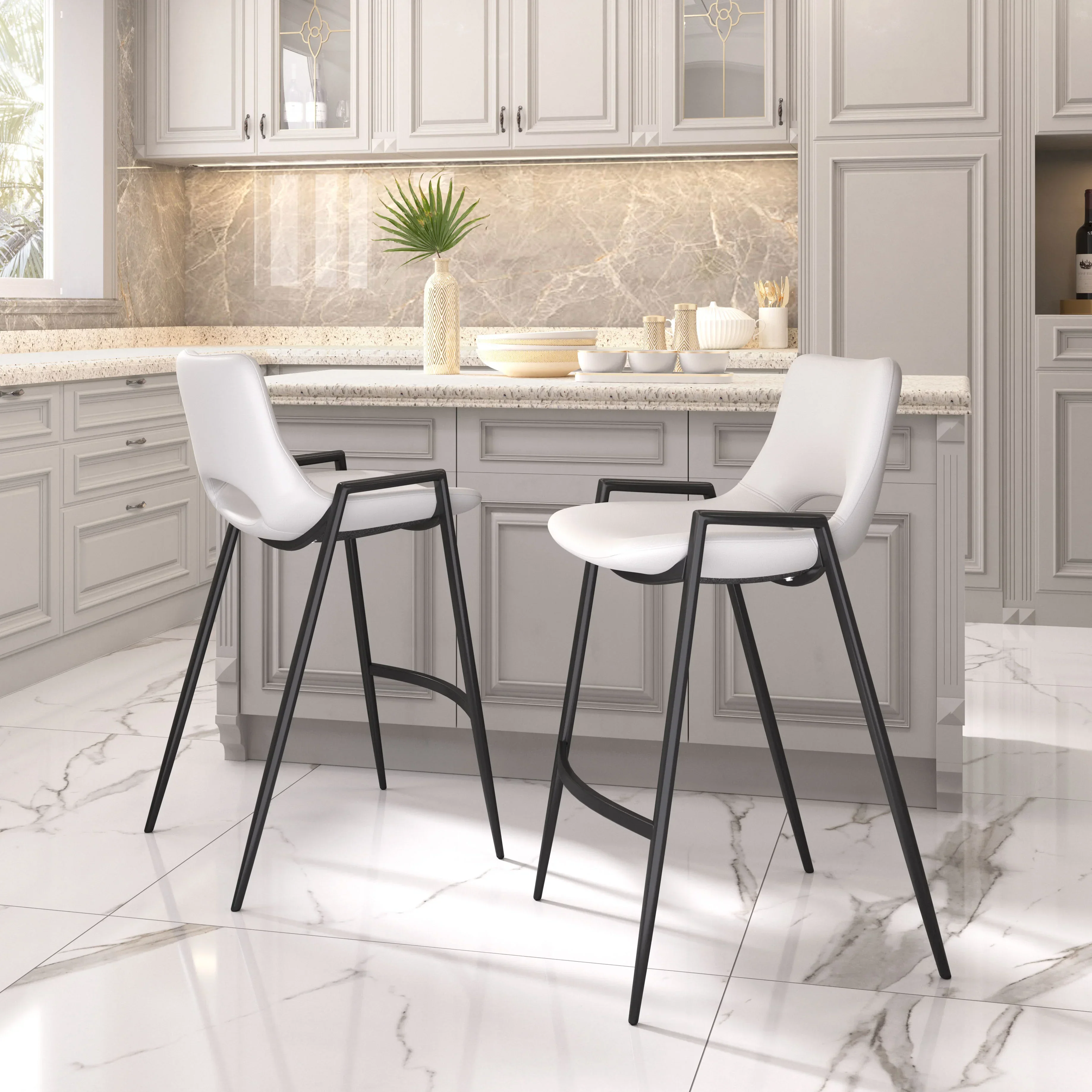 Desi Counter Stool (Set of 2) White - Image 2