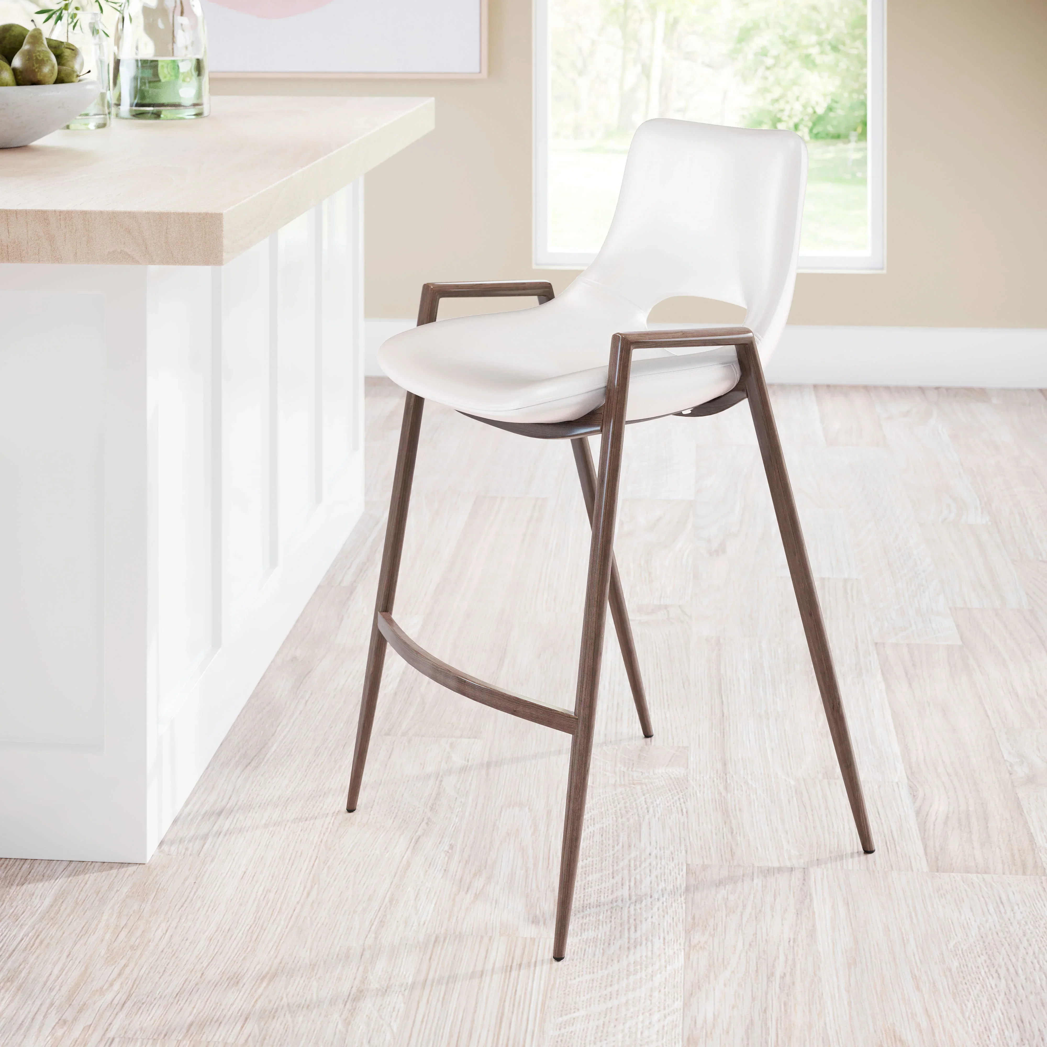 Desi Counter Stool (Set of 2) White & Walnut - Image 2