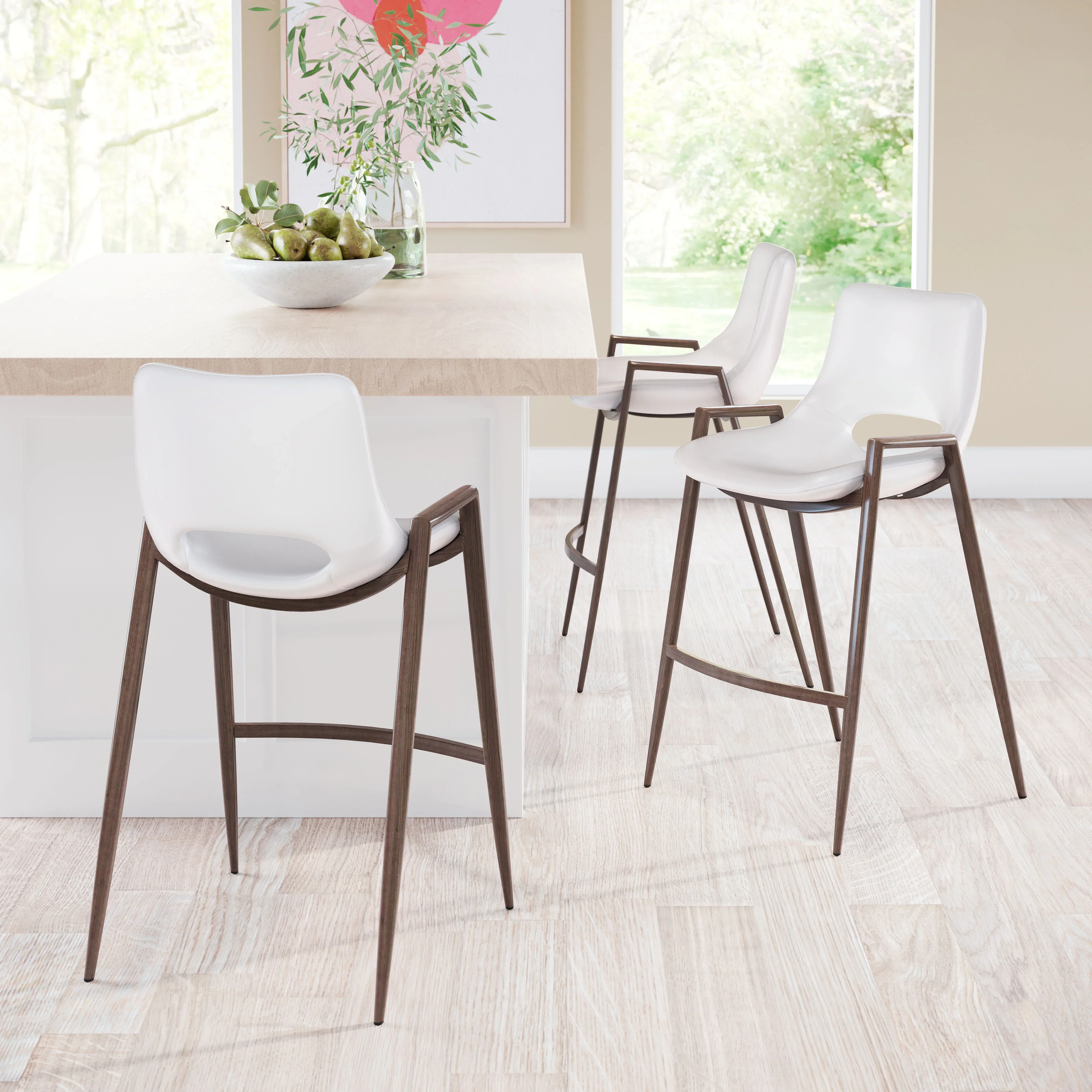 Desi Counter Stool (Set of 2) White & Walnut - Image 3