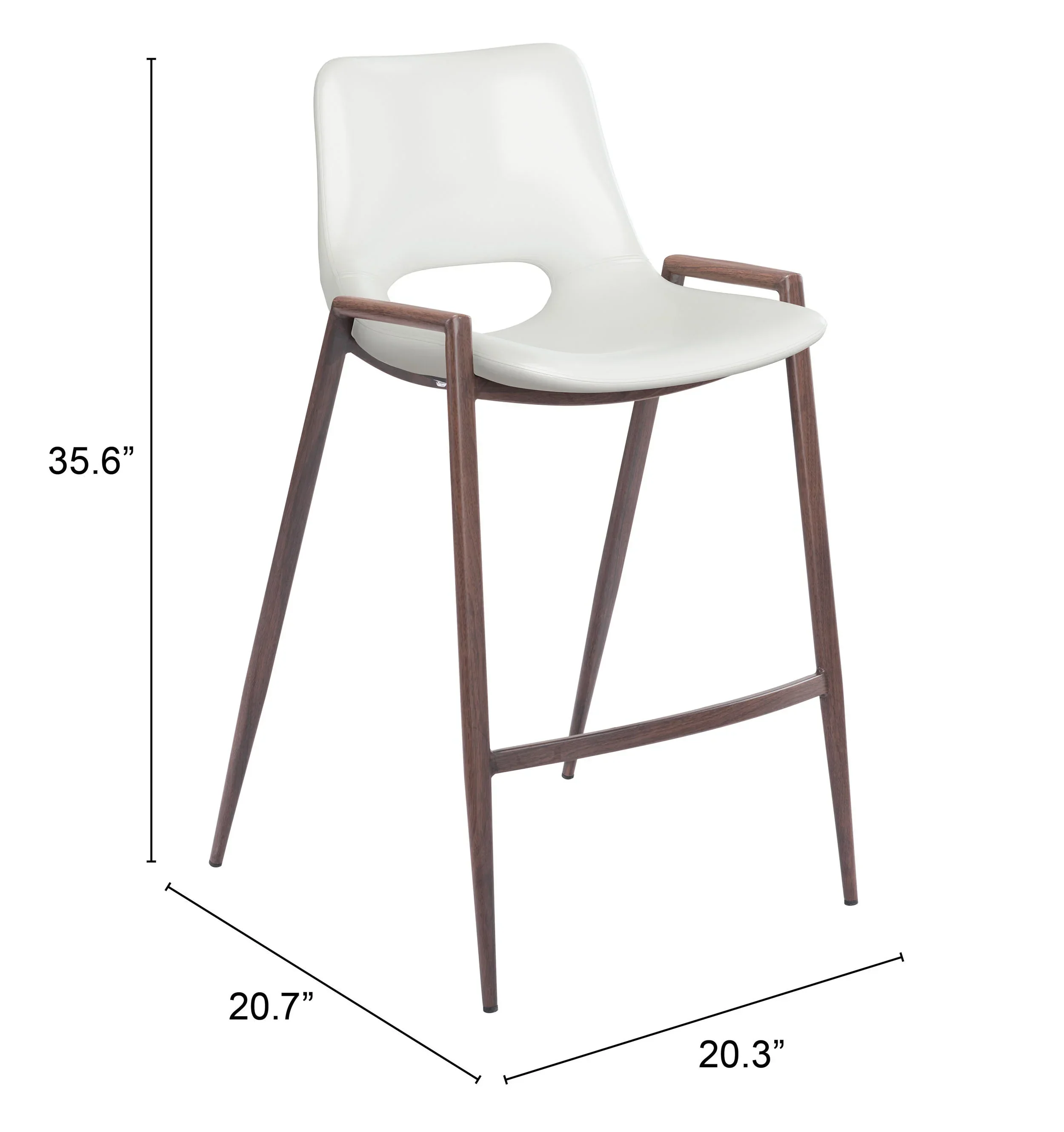 Desi Counter Stool (Set of 2) White & Walnut - Image 7