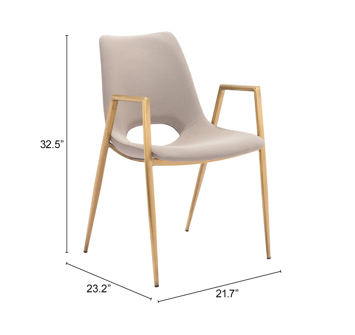 Desi Dining Chair (Set of 2) Beige & Gold - Image 7