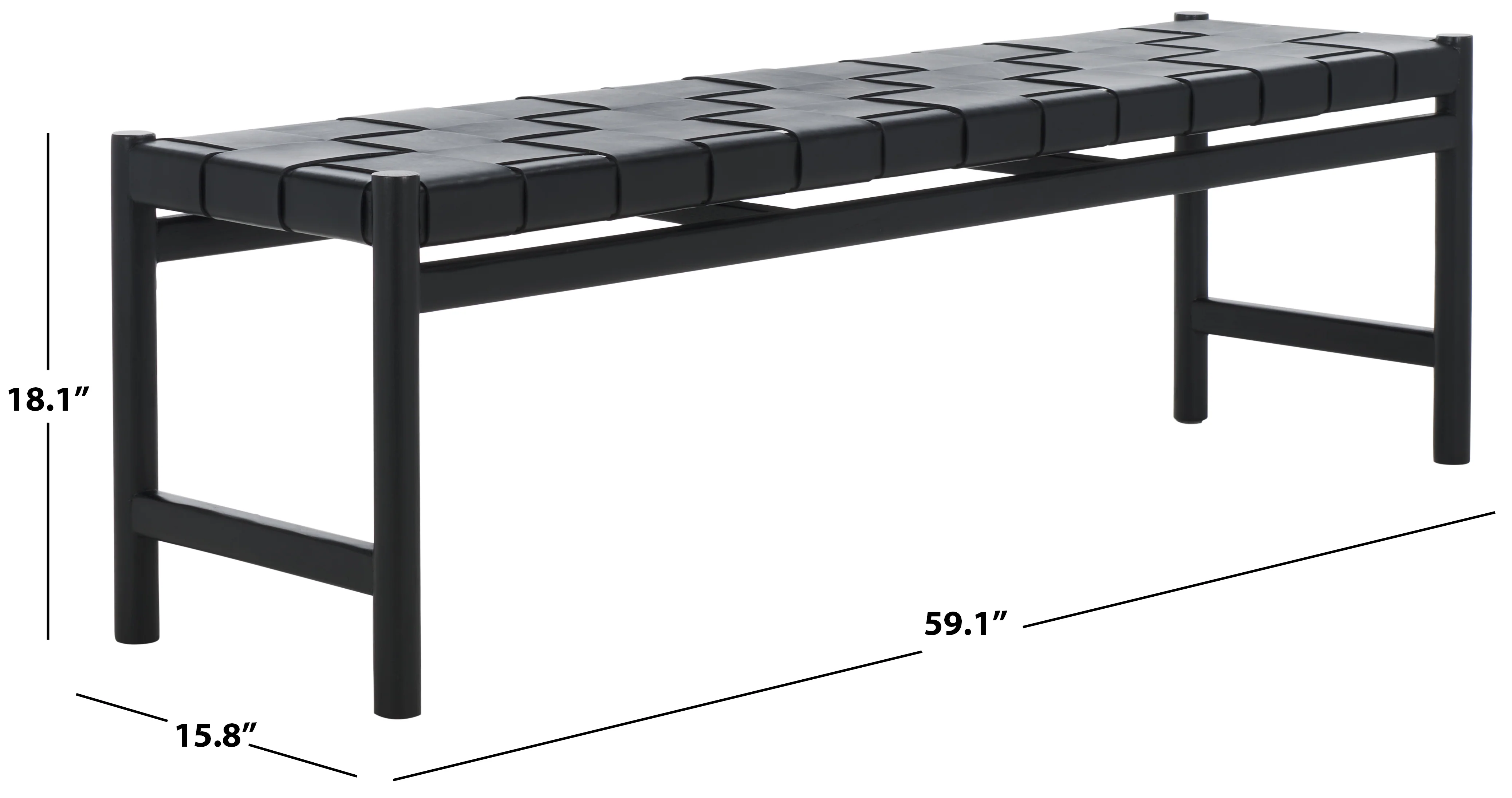 Devnie Woven Leather Bench - Image 5