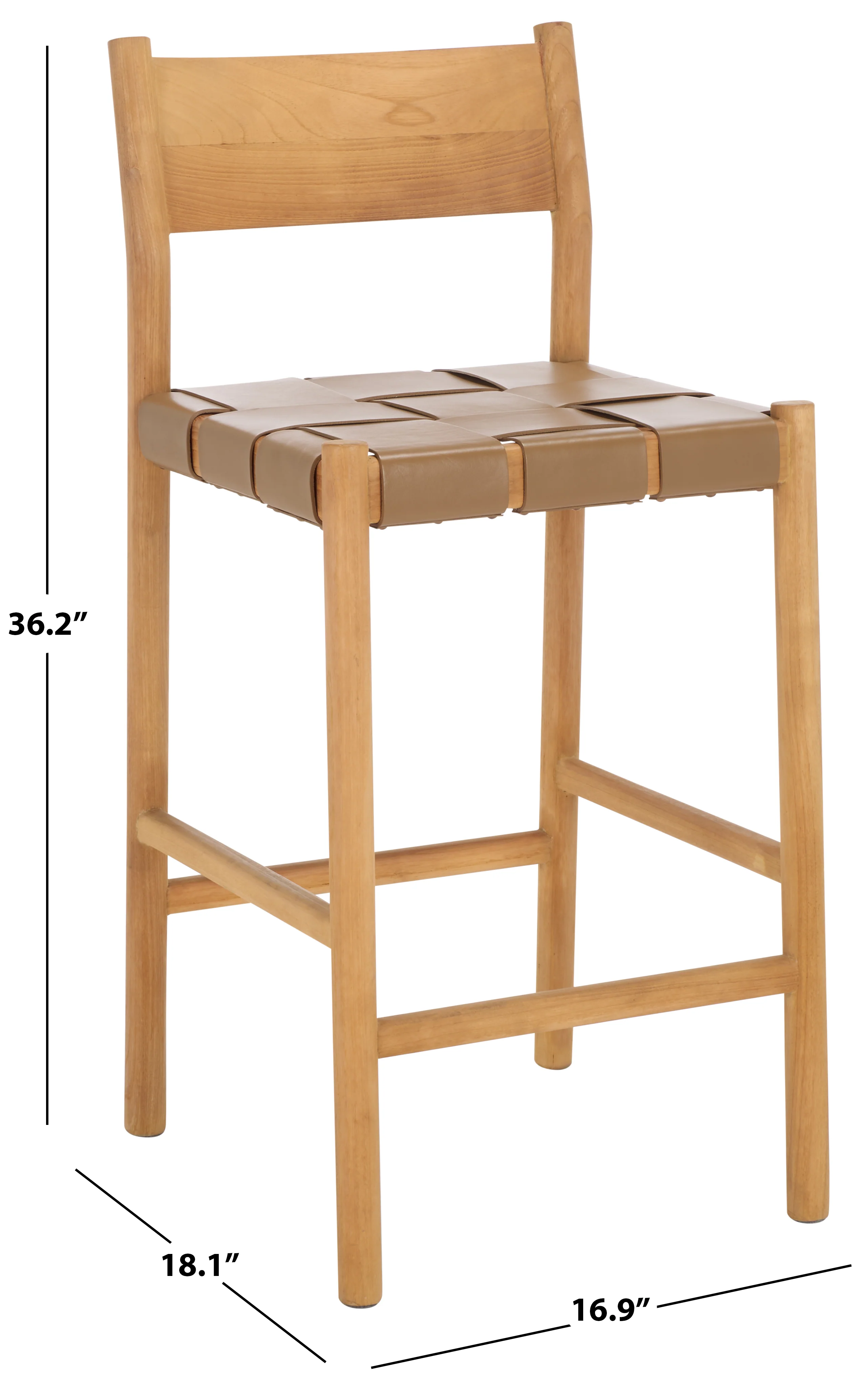 Devnie Woven Leather Counter Stool - Image 13