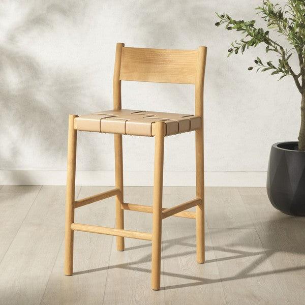 Devnie Woven Leather Counter Stool - Image 19