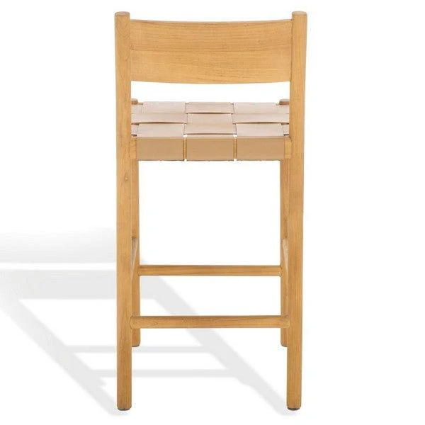 Devnie Woven Leather Counter Stool - Image 21