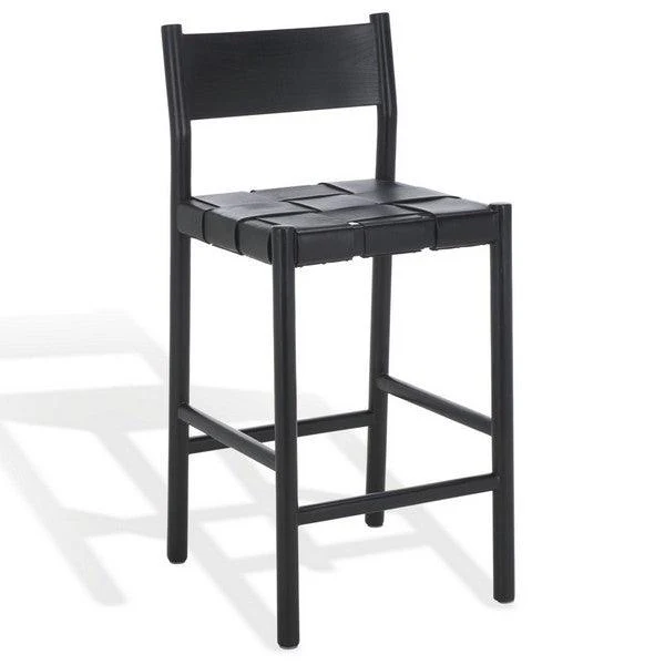 Devnie Woven Leather Counter Stool - Image 3