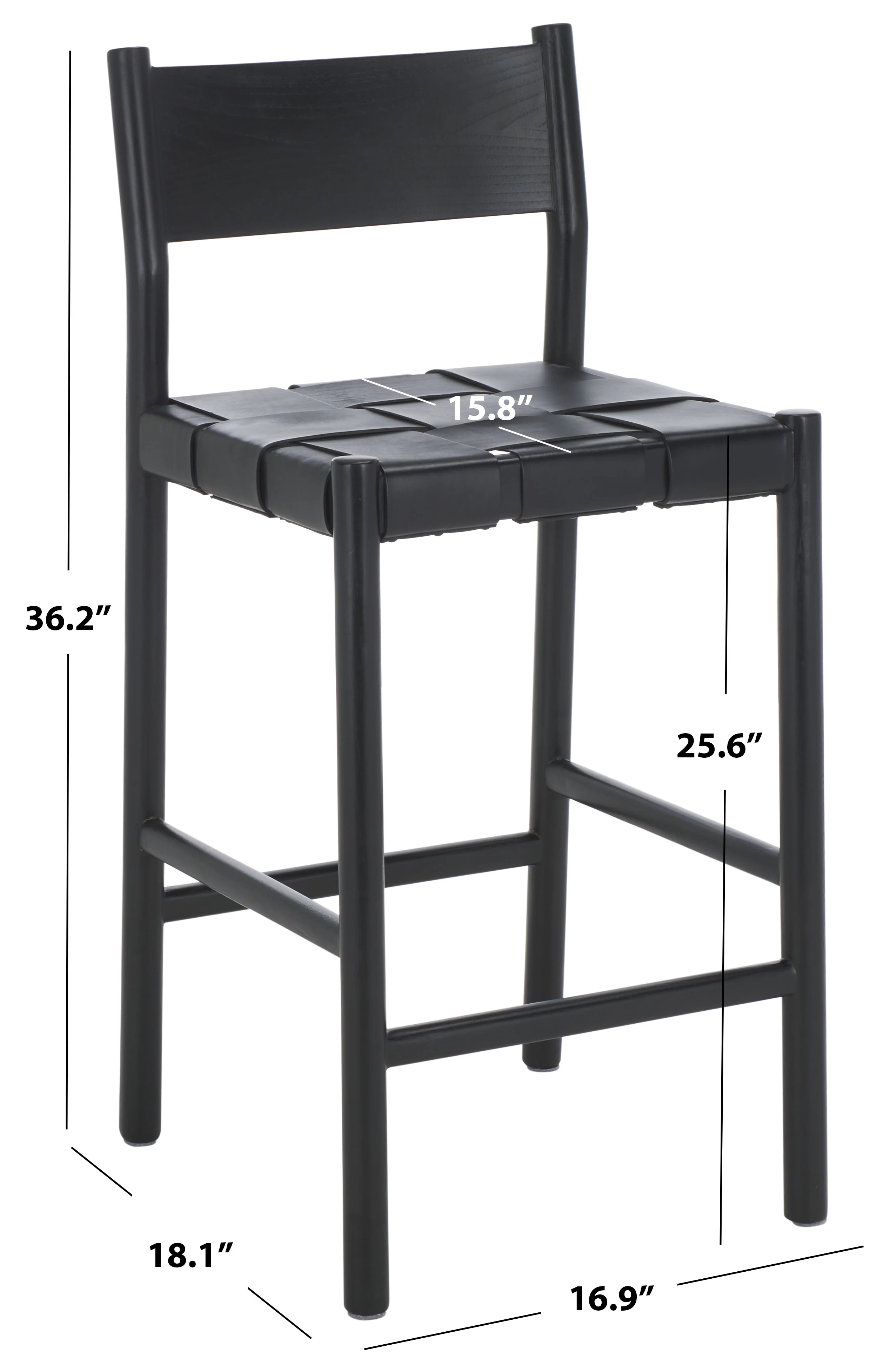 Devnie Woven Leather Counter Stool - Image 5