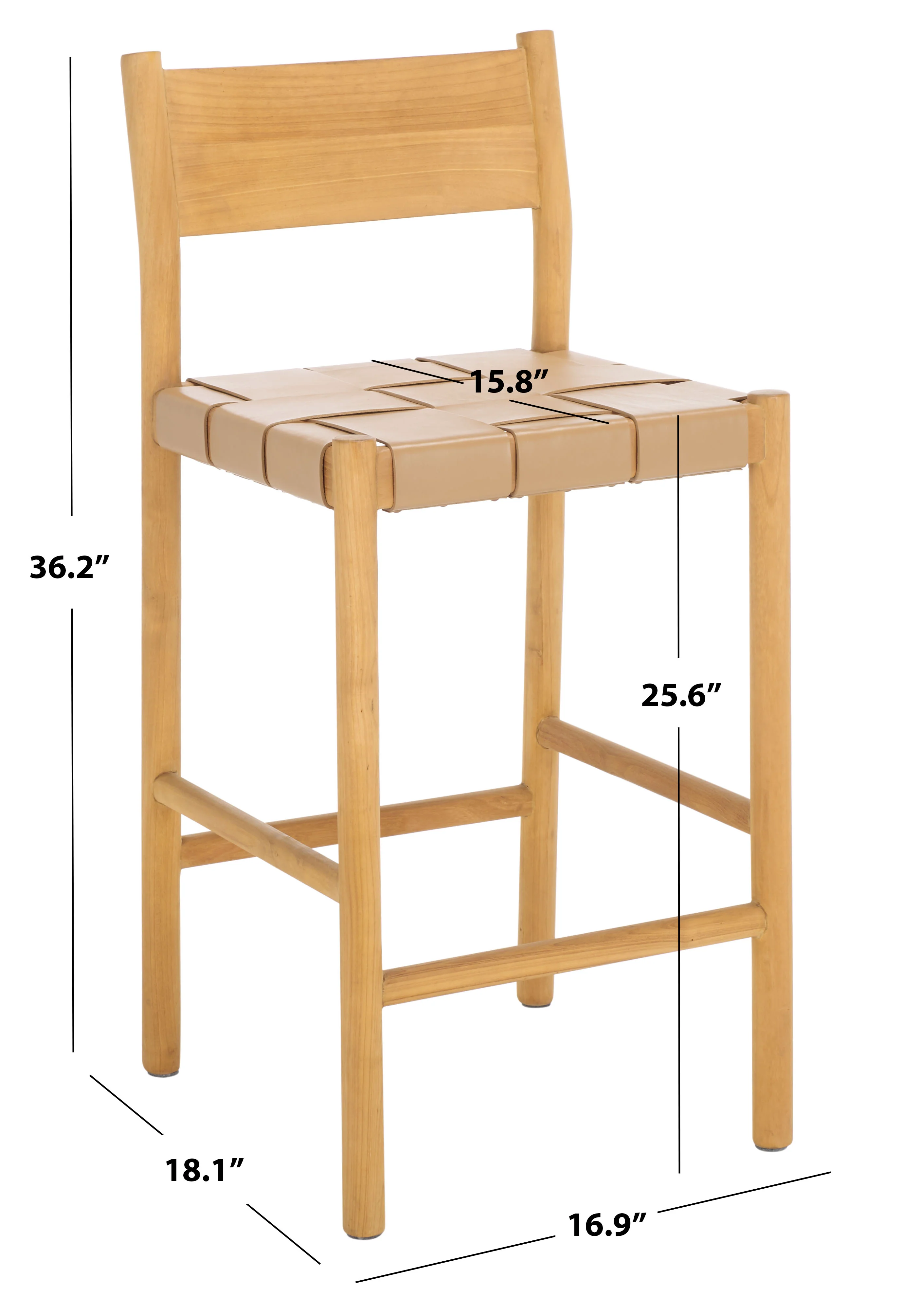 Devnie Woven Leather Counter Stool - Image 23