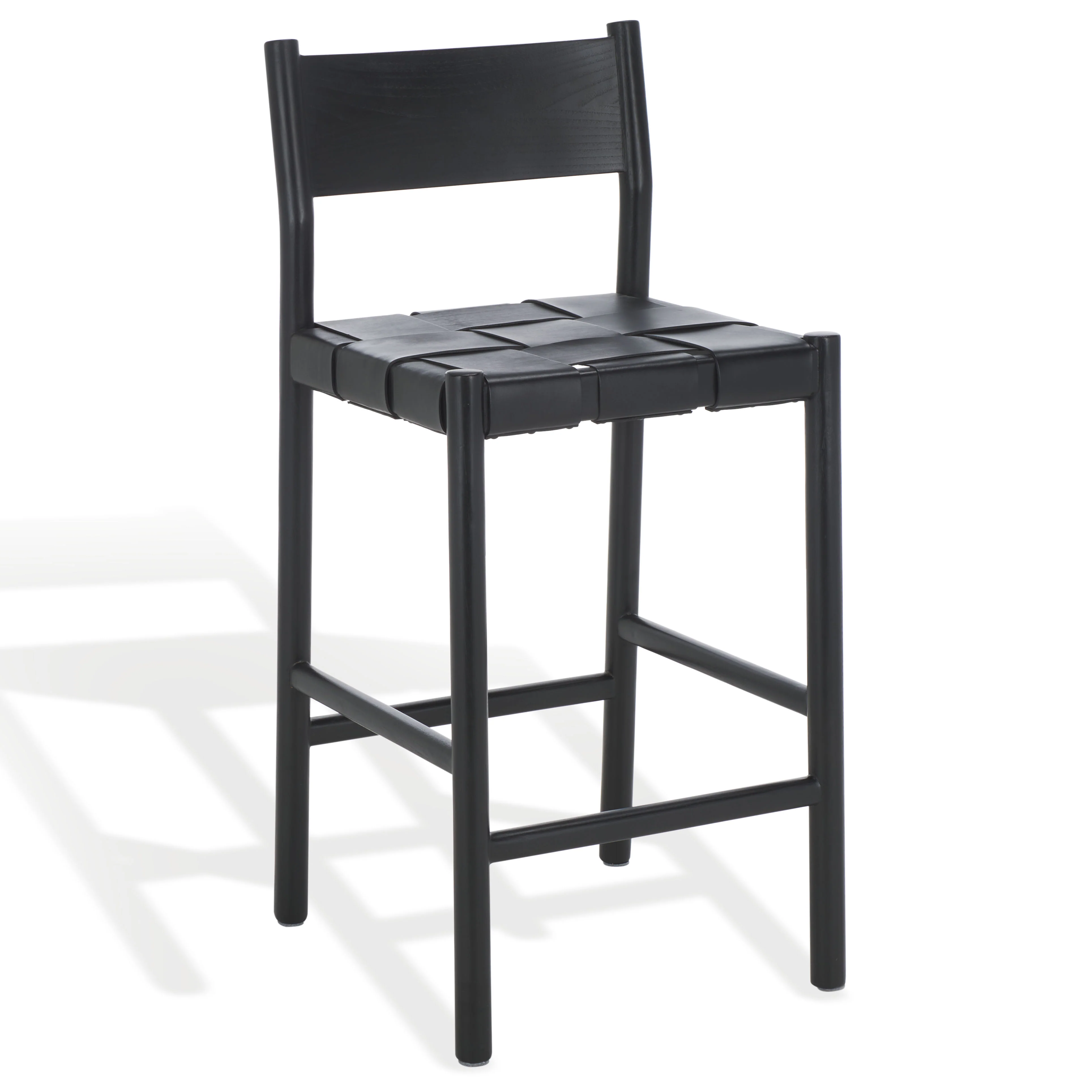 Devnie Woven Leather Counter Stool - Image 9