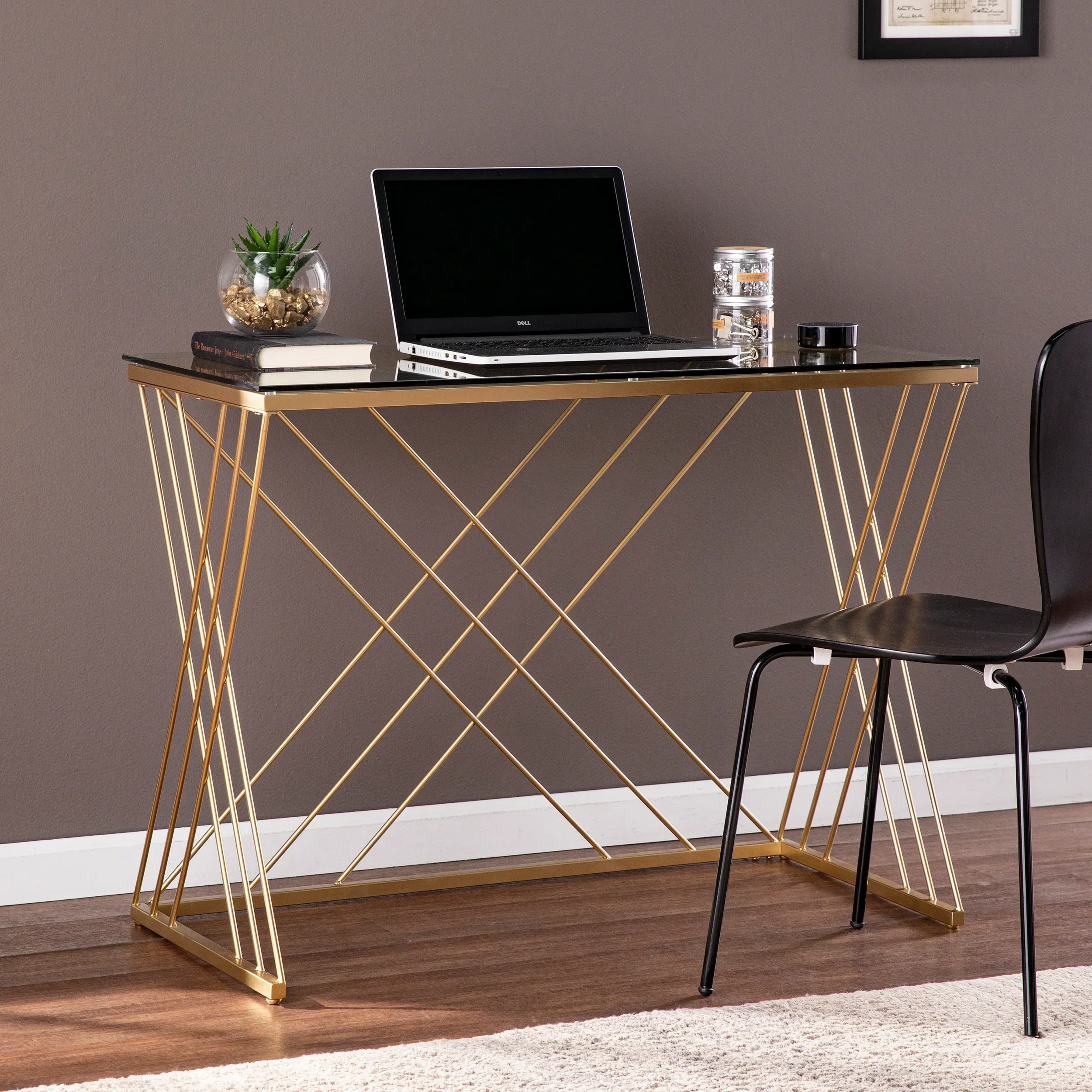 Dezby Modern Glass-Top Desk - Image 2