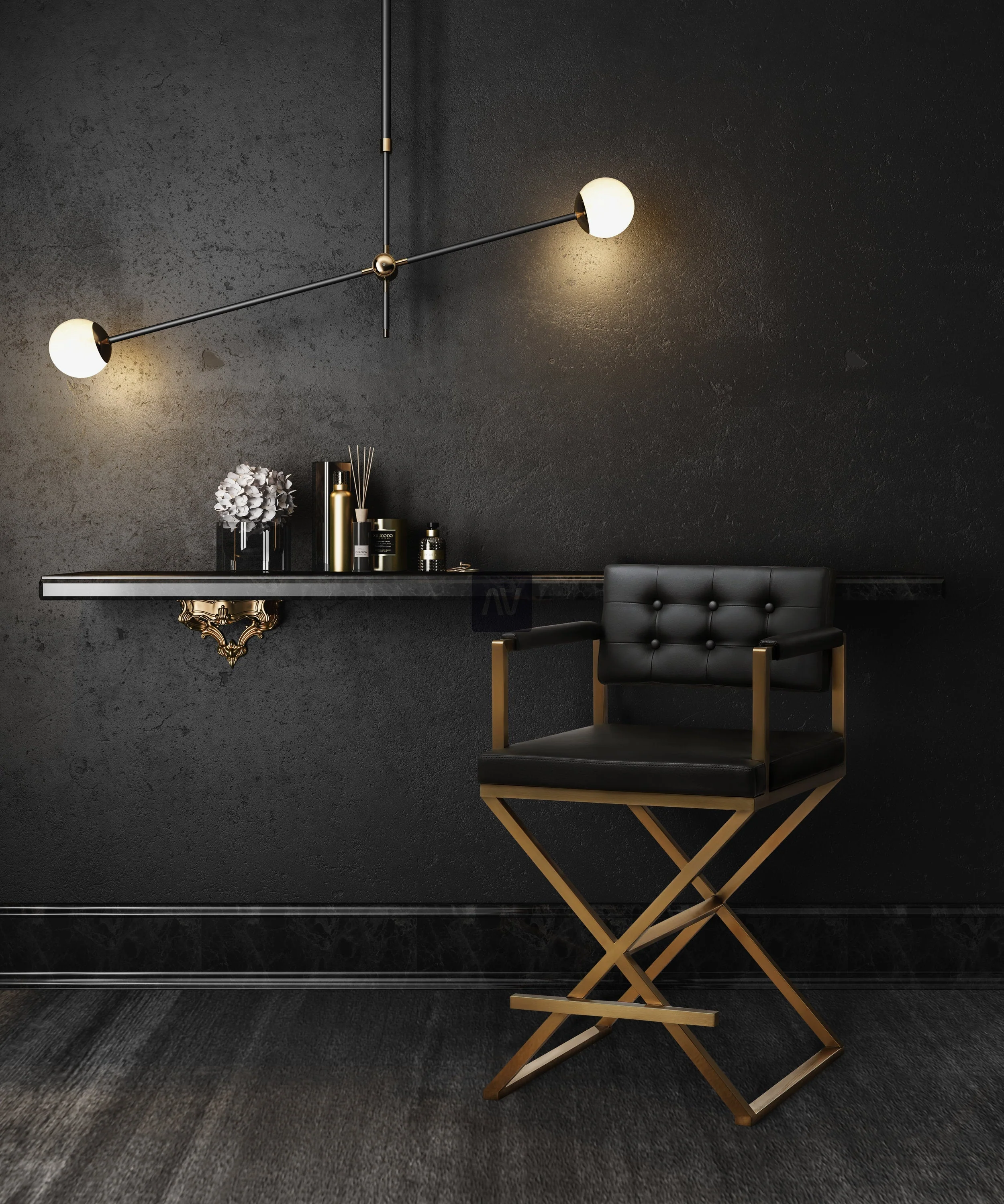 Director Black Gold Steel Barstool - Image 2