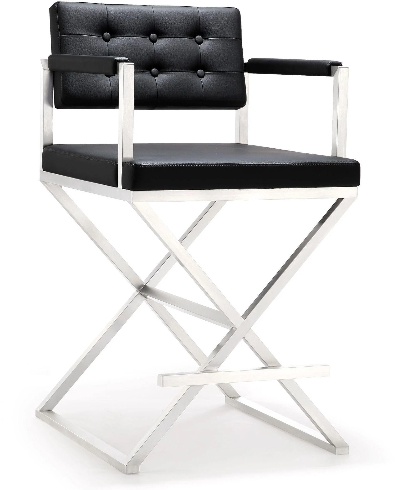 Director Black Stainless Steel Counter Stool