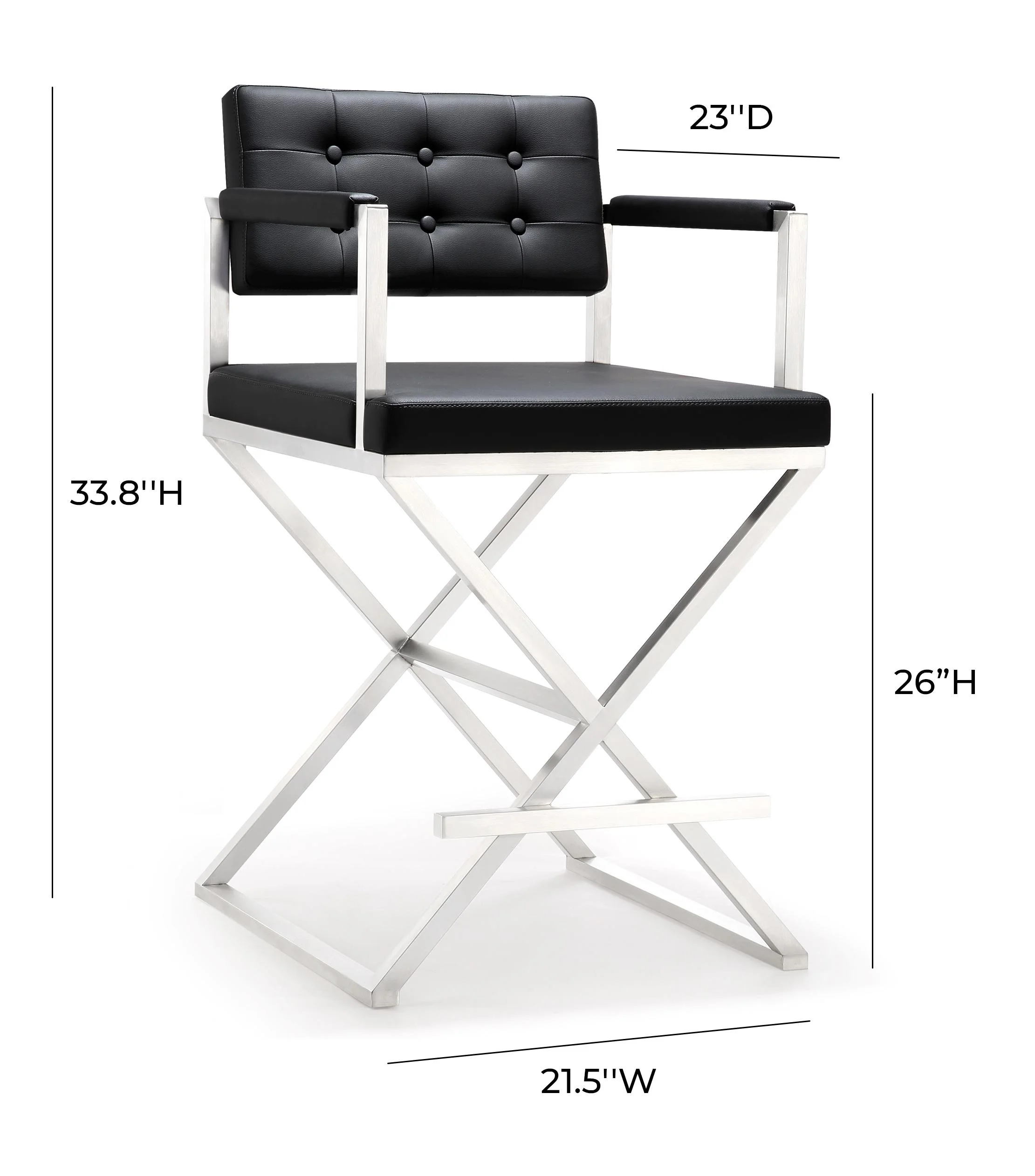 Director Black Stainless Steel Counter Stool - Image 9