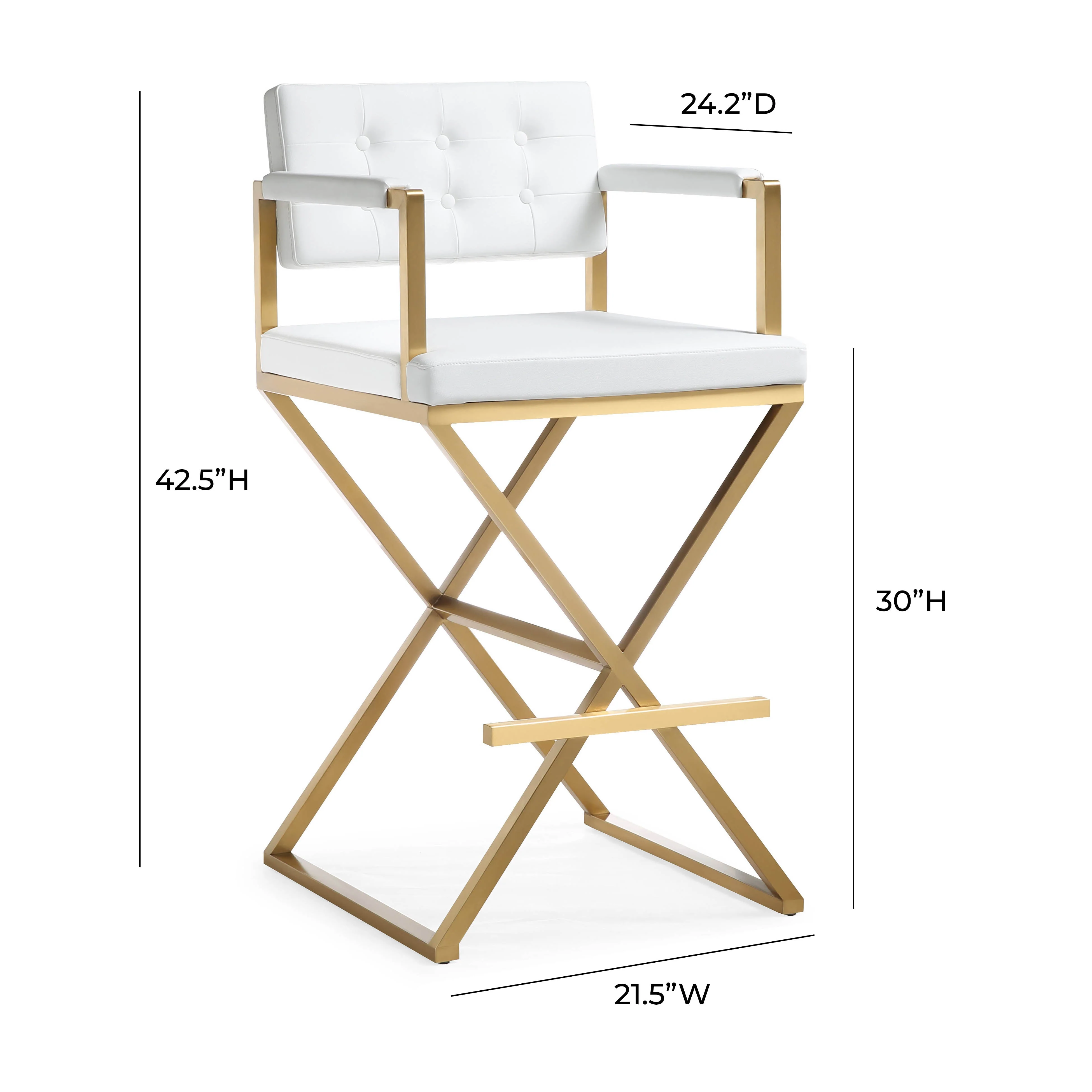 Director White Gold Steel Barstool - Image 9