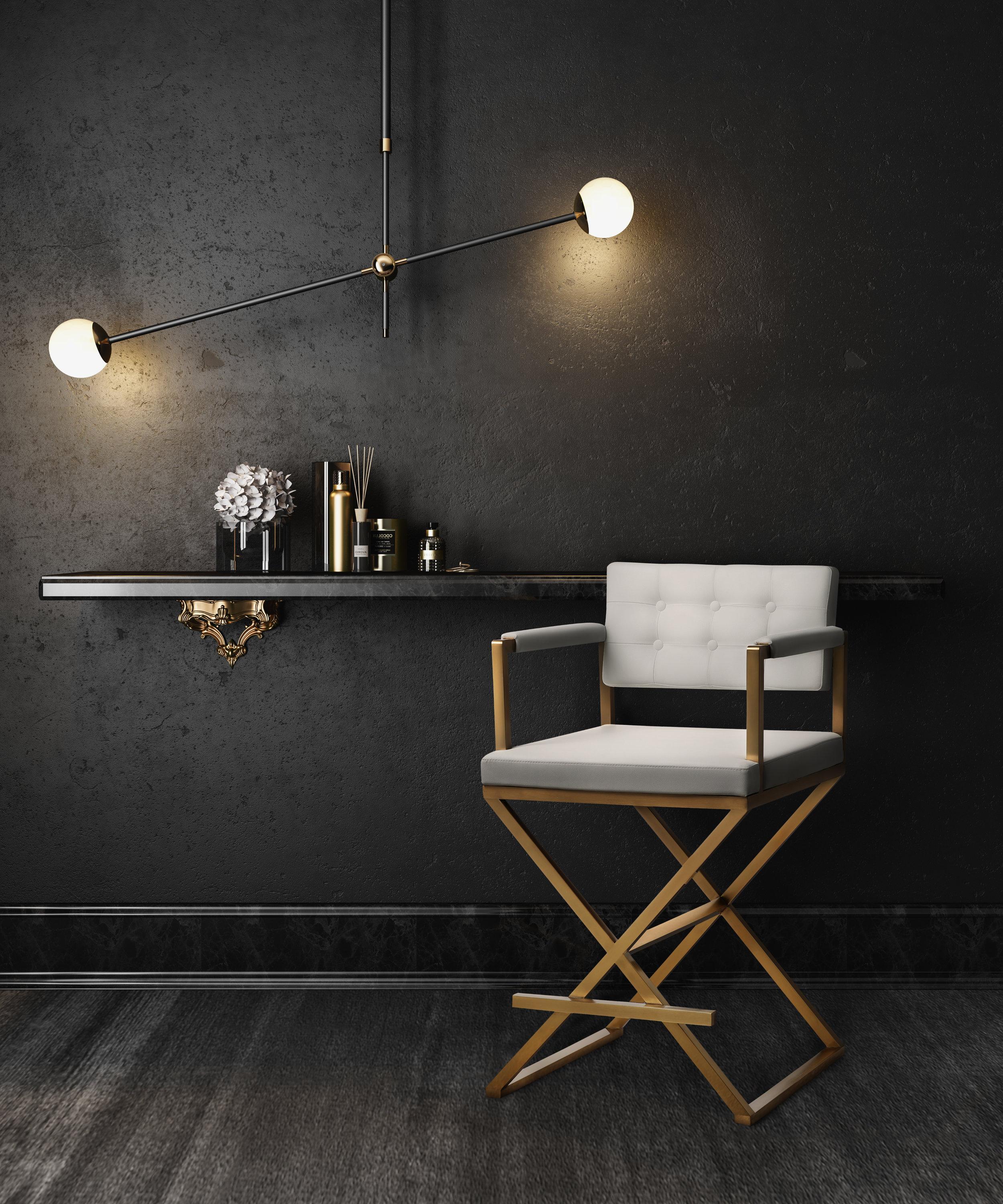 Director White Gold Steel Counter Stool - Image 2