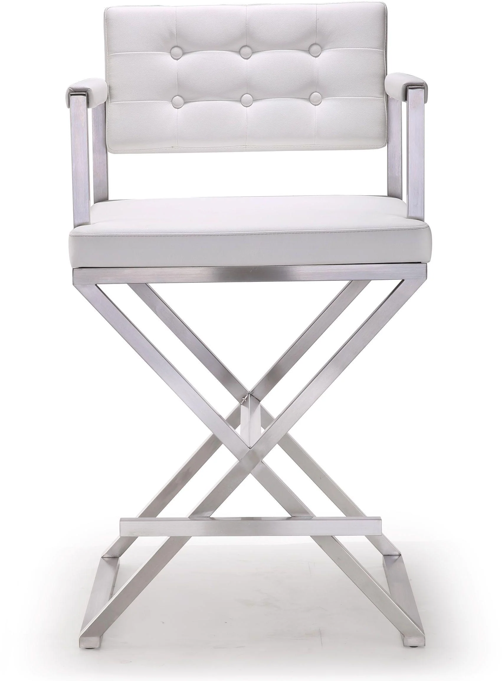 Director White Stainless Steel Counter Stool - Image 3