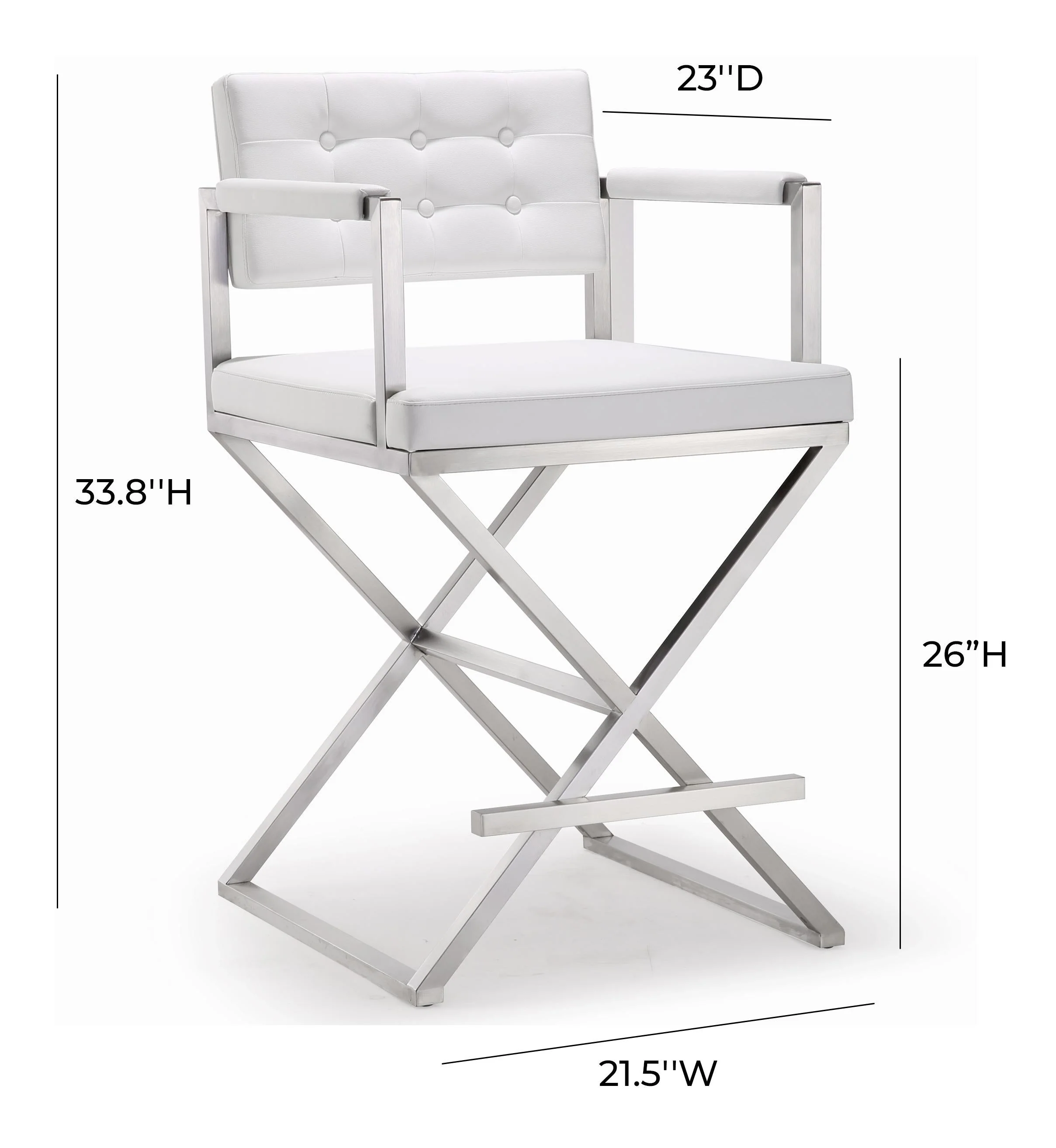 Director White Stainless Steel Counter Stool - Image 8