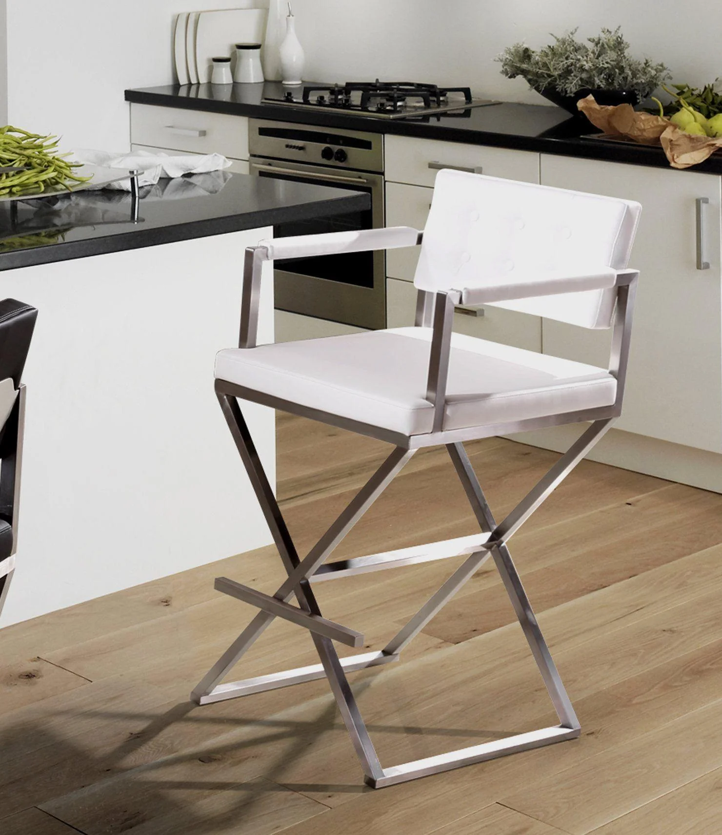 Director White Stainless Steel Counter Stool - Image 9
