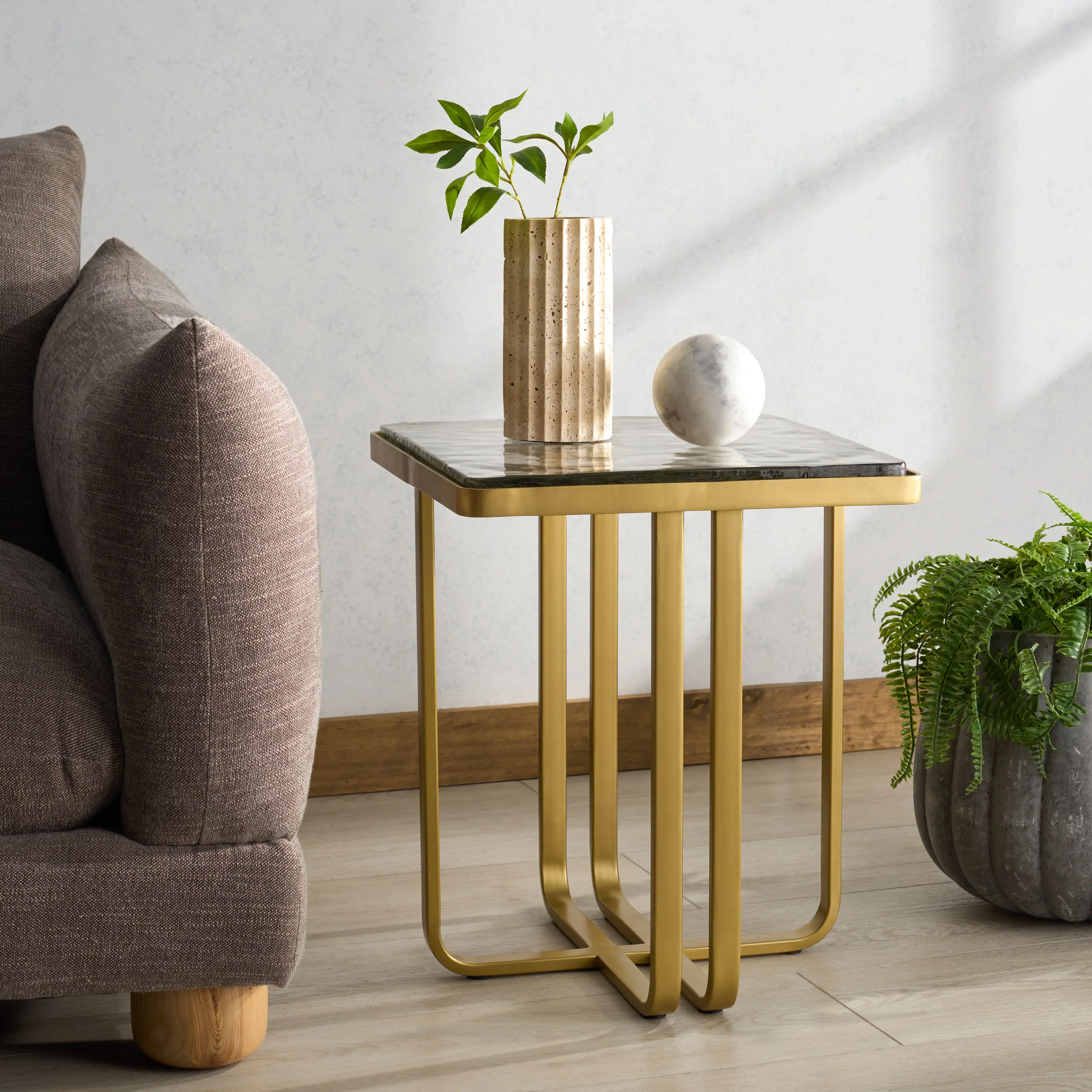Dominic Cast Glass Top Accent Table - Image 2