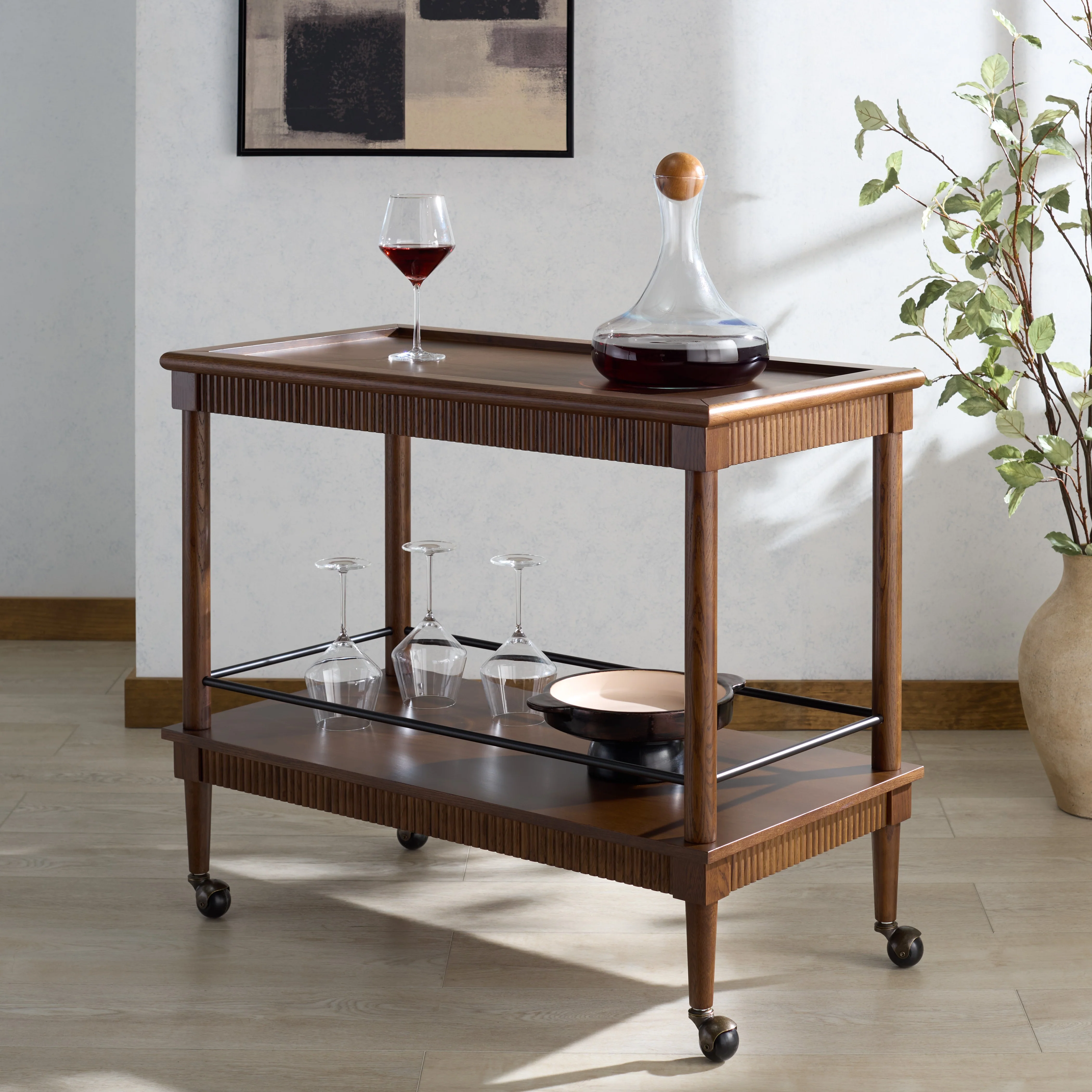Donnabrielle Wood 2 Shelf Bar Cart - Image 10