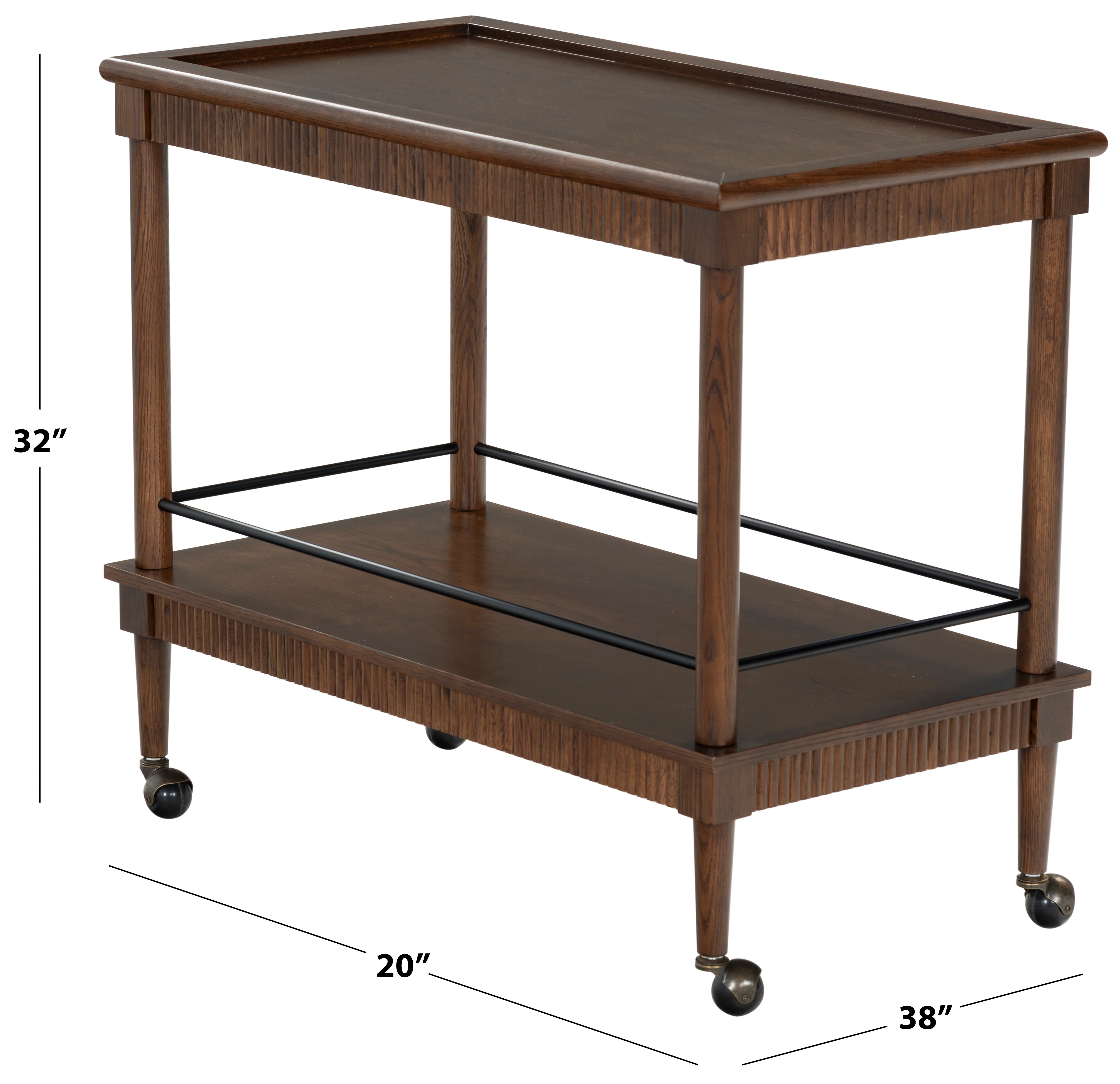 Donnabrielle Wood 2 Shelf Bar Cart - Image 14