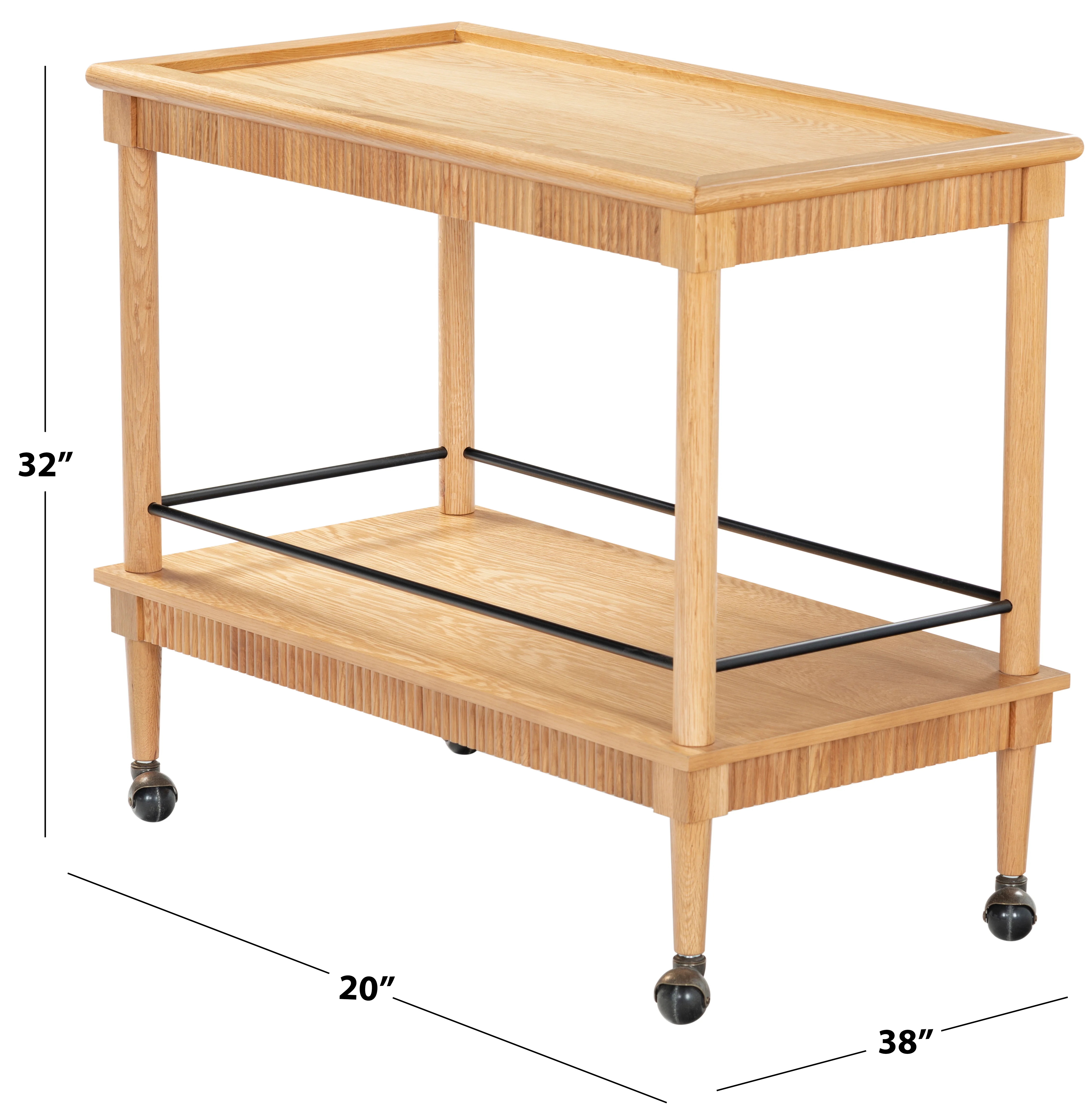 Donnabrielle Wood 2 Shelf Bar Cart - Image 6