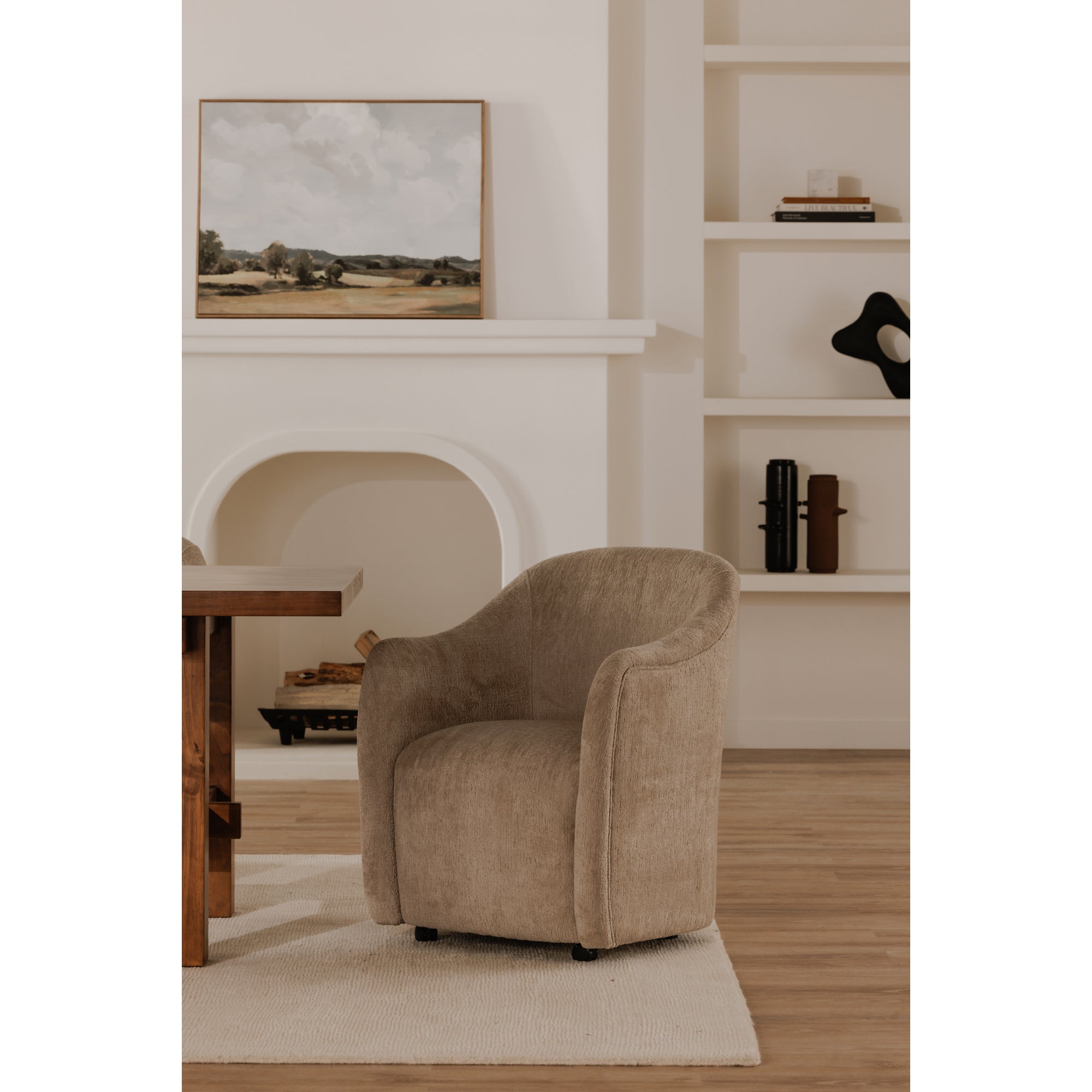 Drava Rolling Dining Chair Beige - Set of 2 - Image 2