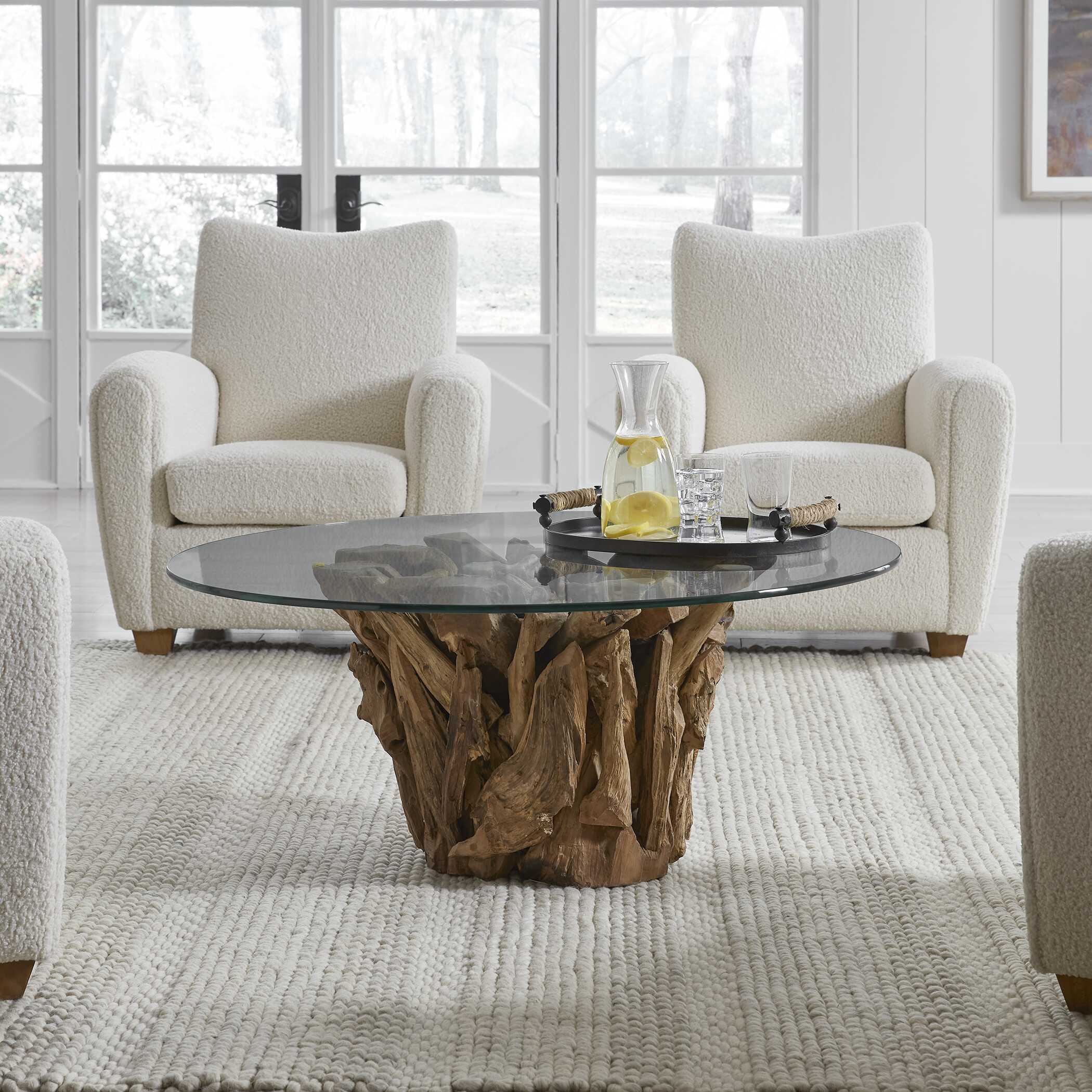 Driftwood Glass Top Large Coffee Table - Image 2