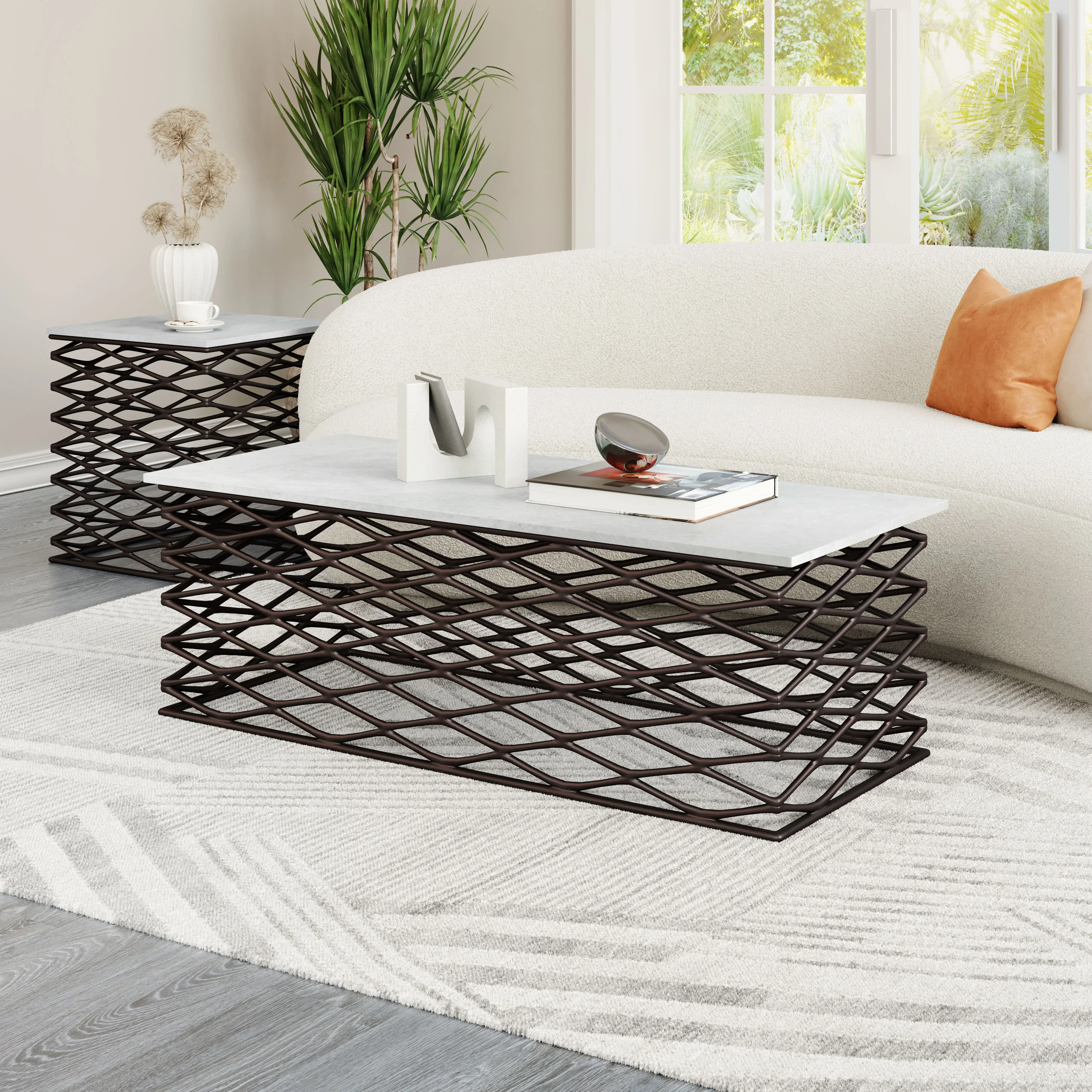 Duchess Coffee Table White & Antique Bronze - Image 2