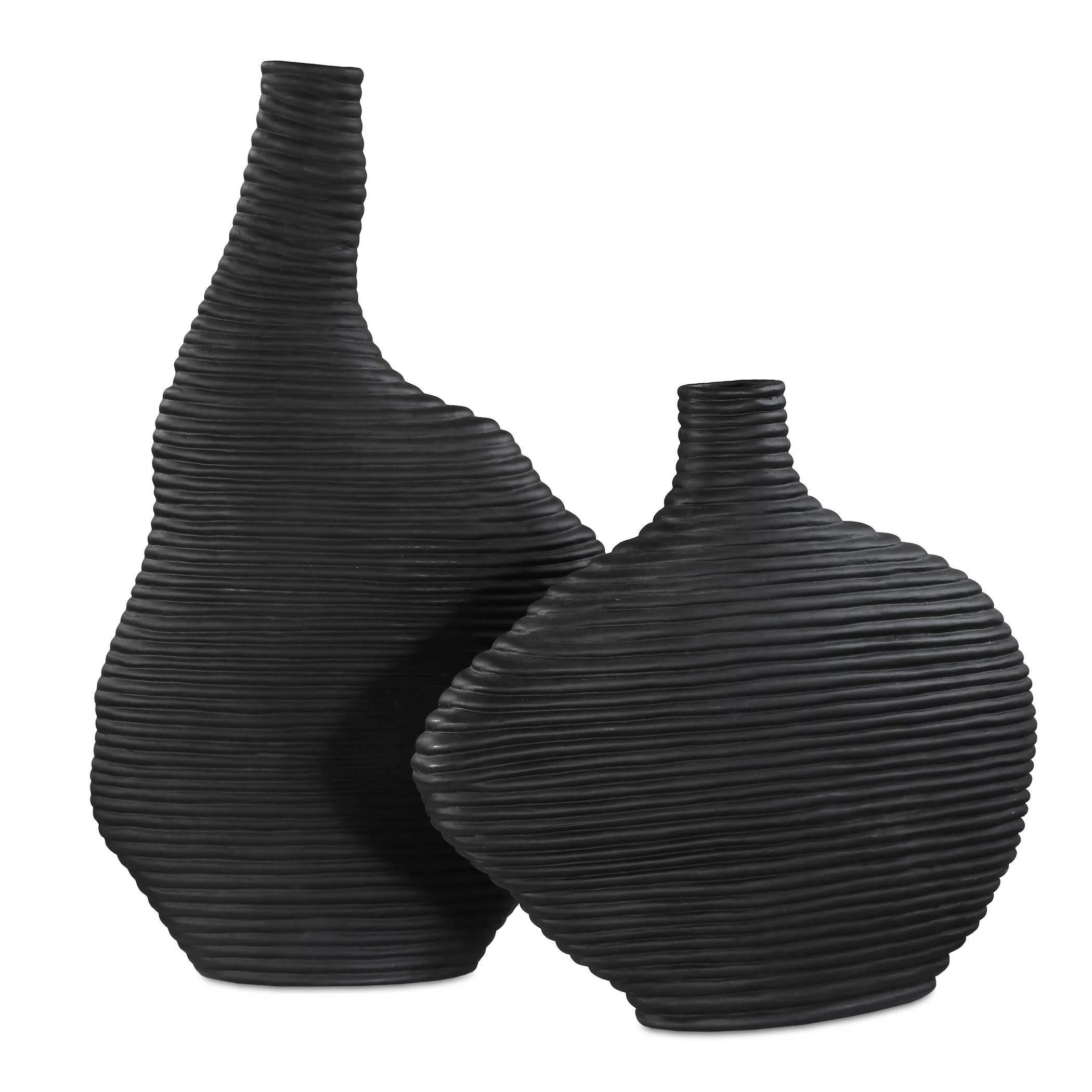 Duostacked Black Vases - Set of 2