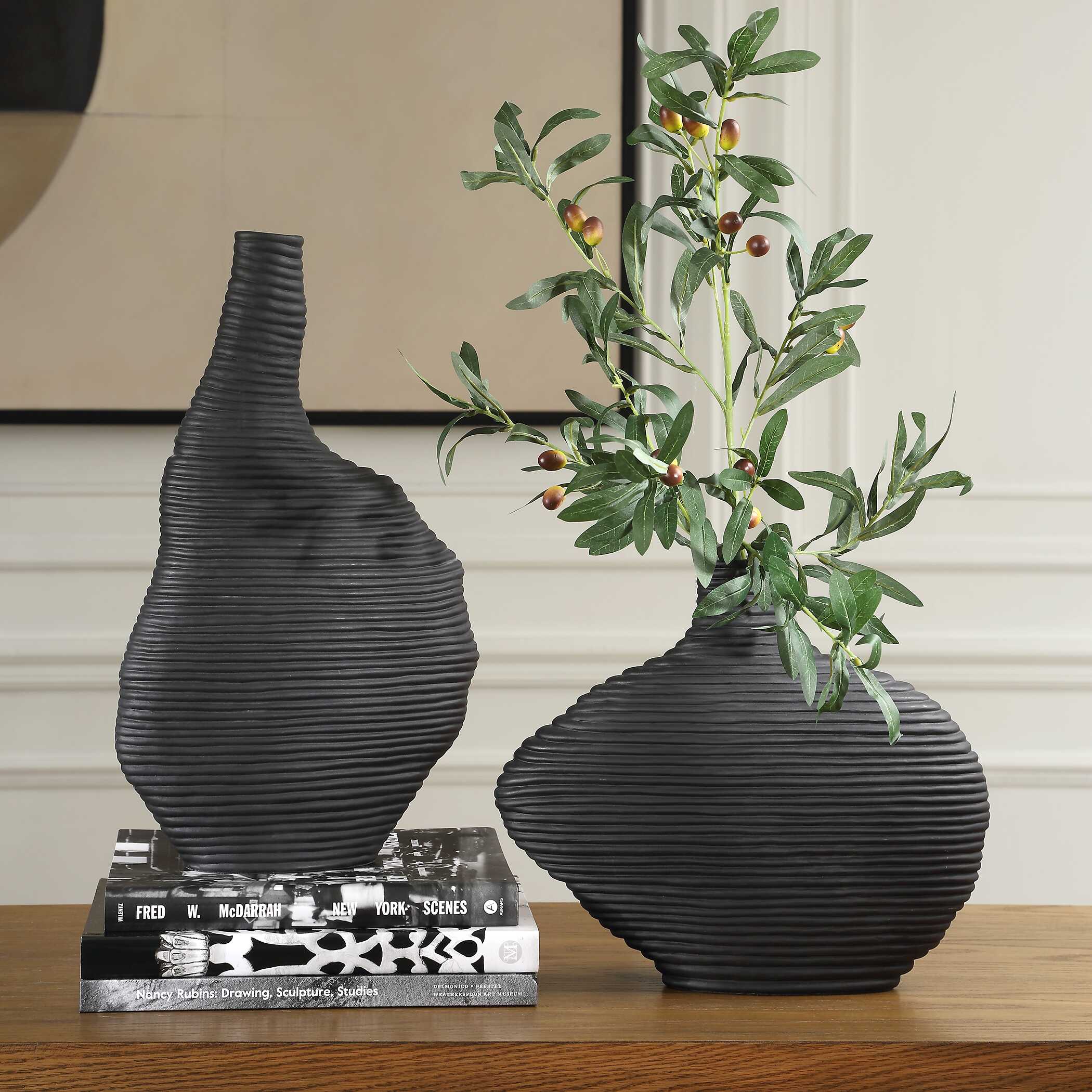 Duostacked Black Vases - Set of 2 - Image 2