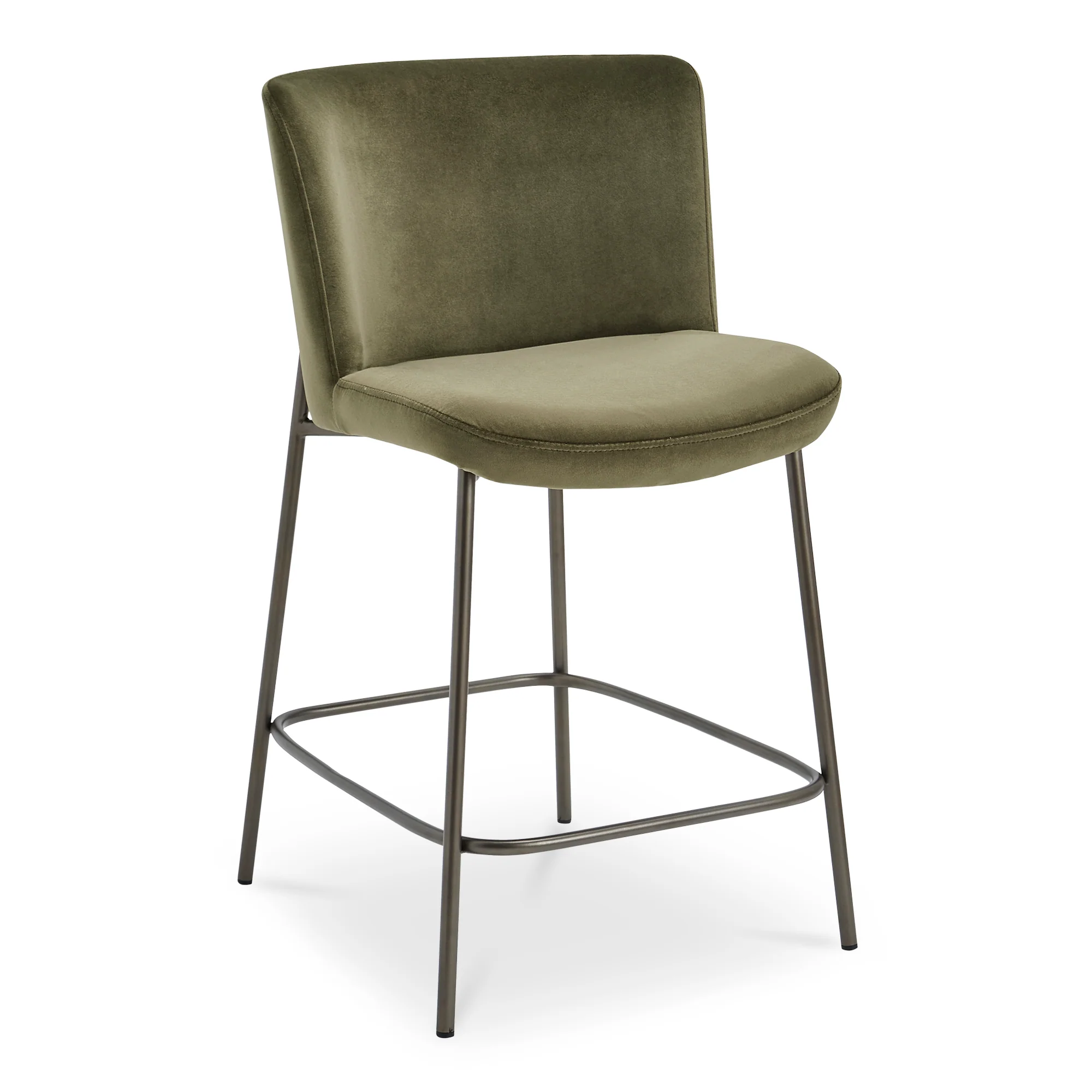 Early Counter Stool Faux Green Mohair - Set of 2 - Image 3