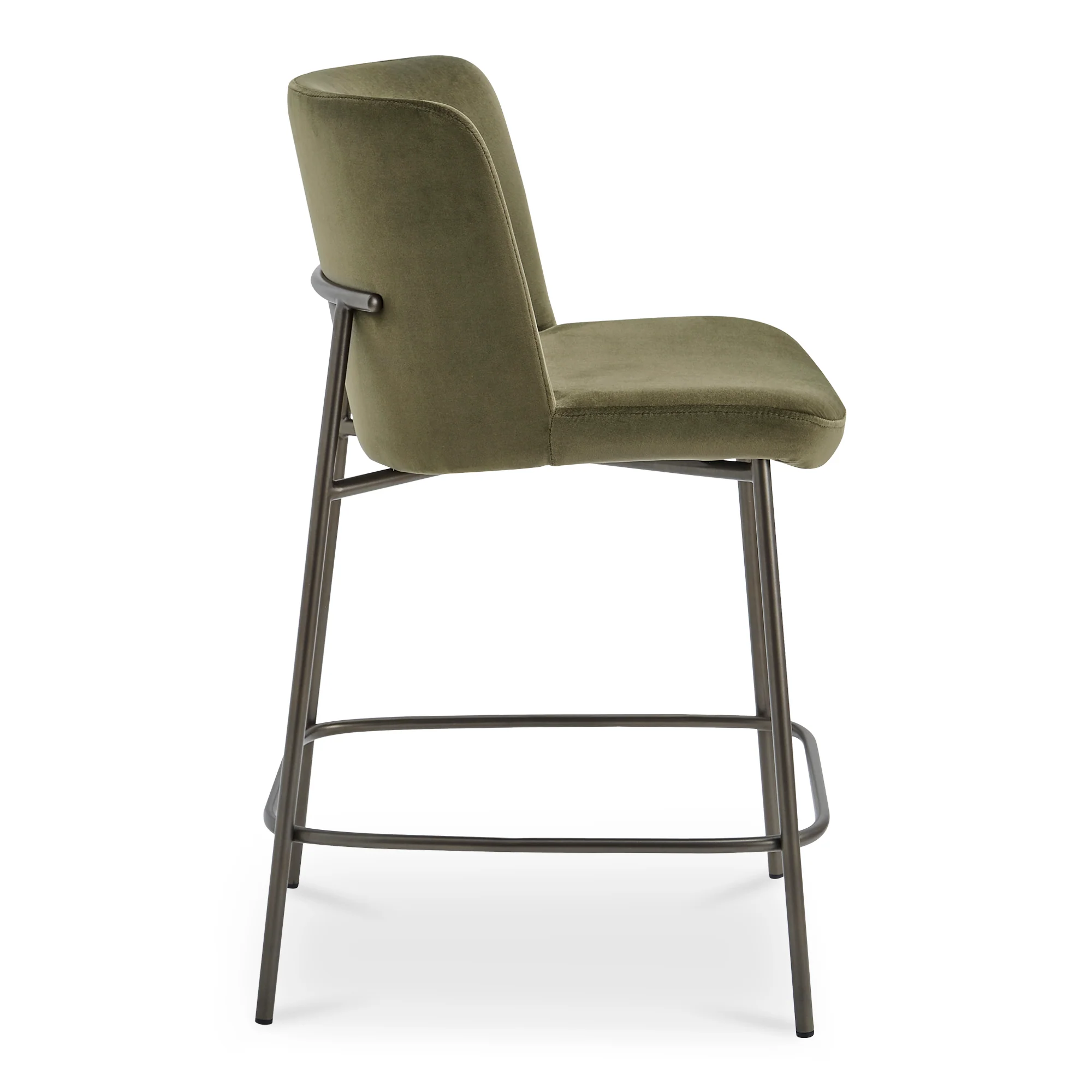 Early Counter Stool Faux Green Mohair - Set of 2 - Image 4