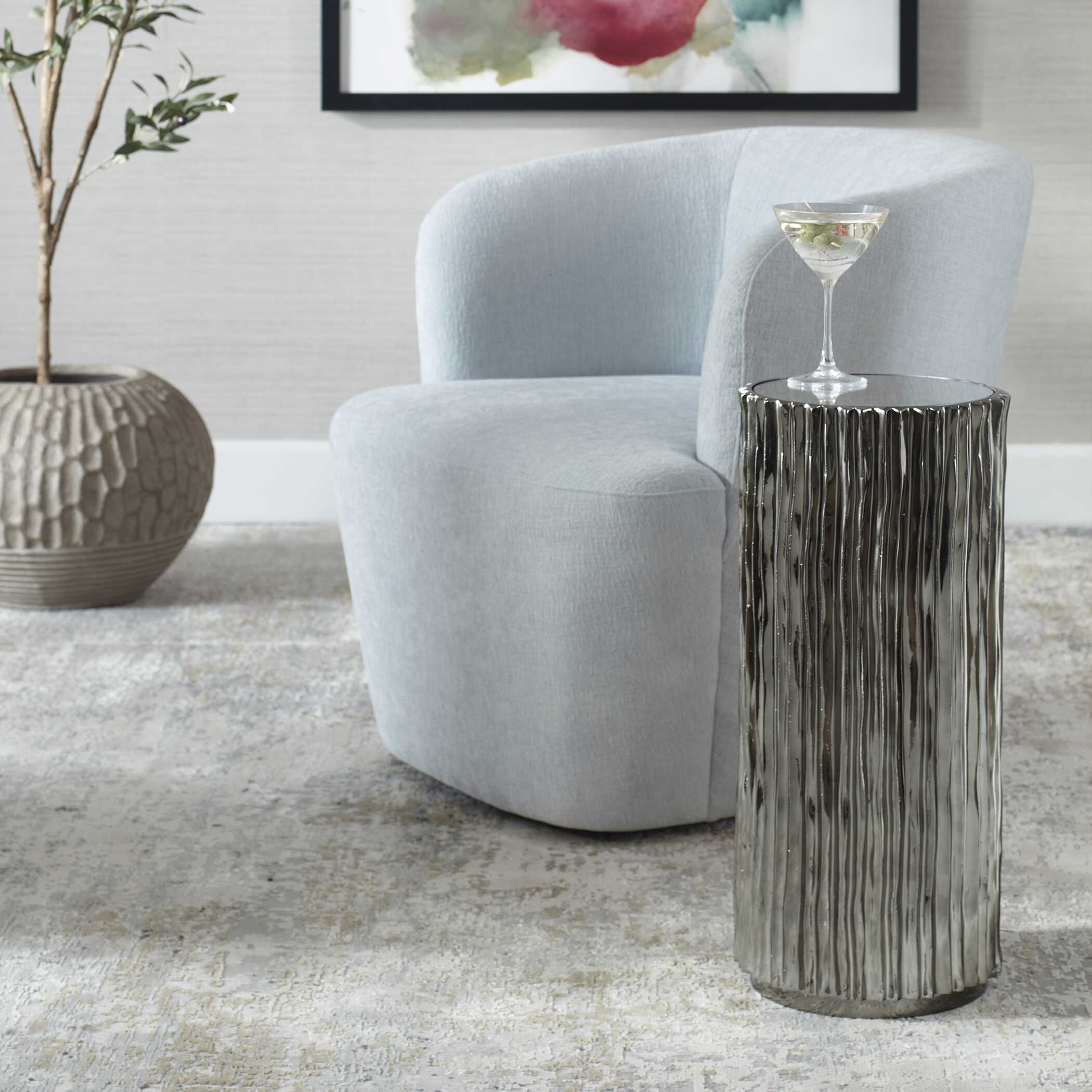 Echo Modern Nickel Drink Table - Image 2