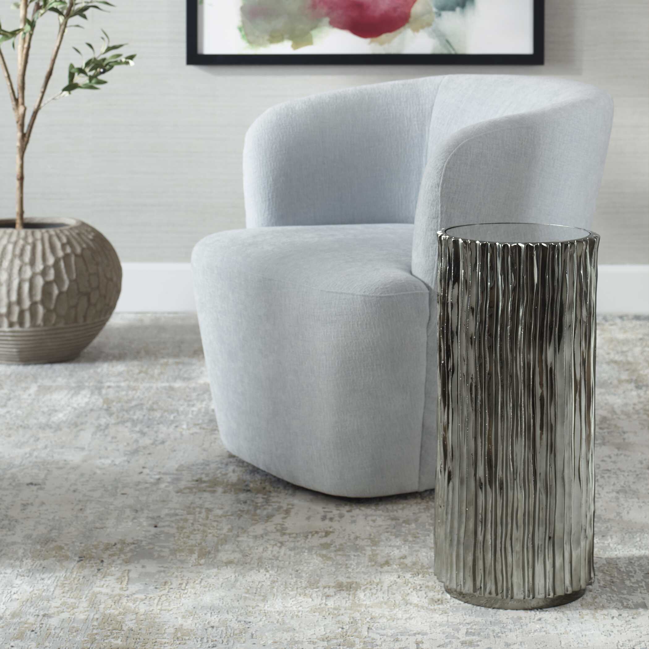 Echo Modern Nickel Drink Table - Image 3