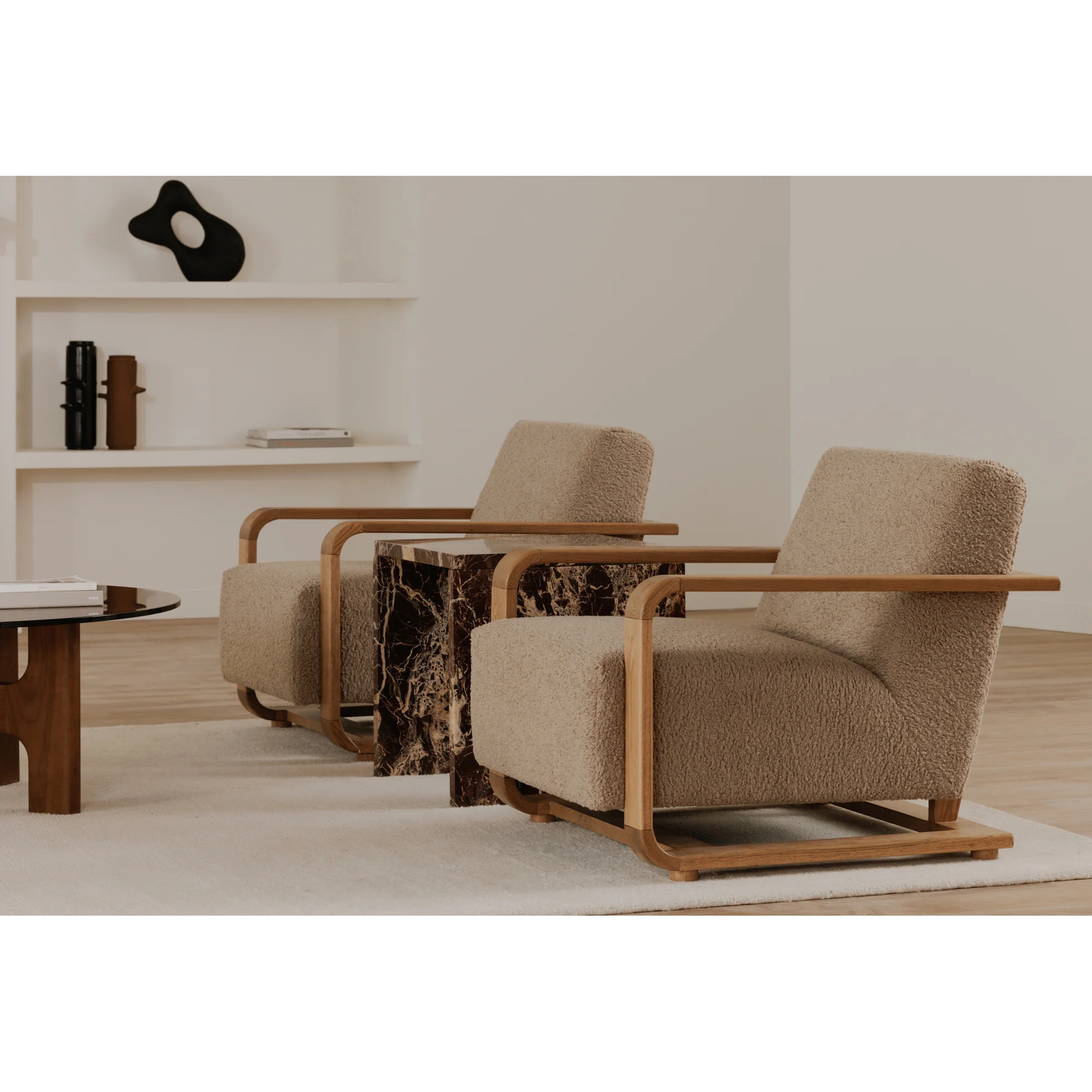 Eckersley Lounge Chair Beige Faux Shearling - Image 2