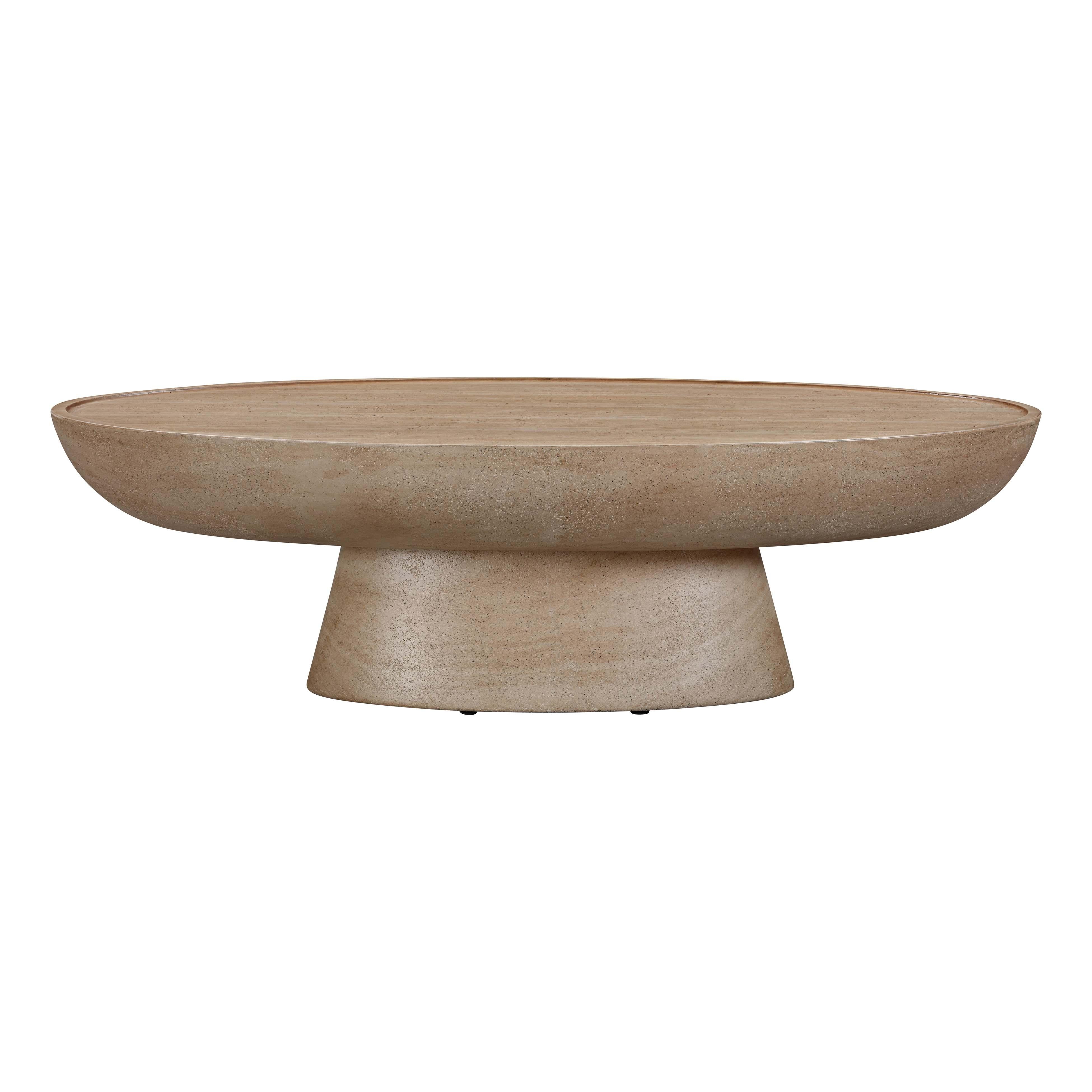 Eclipse Textured Faux Travertine Indoor / Outdoor Coffee Table - Image 3