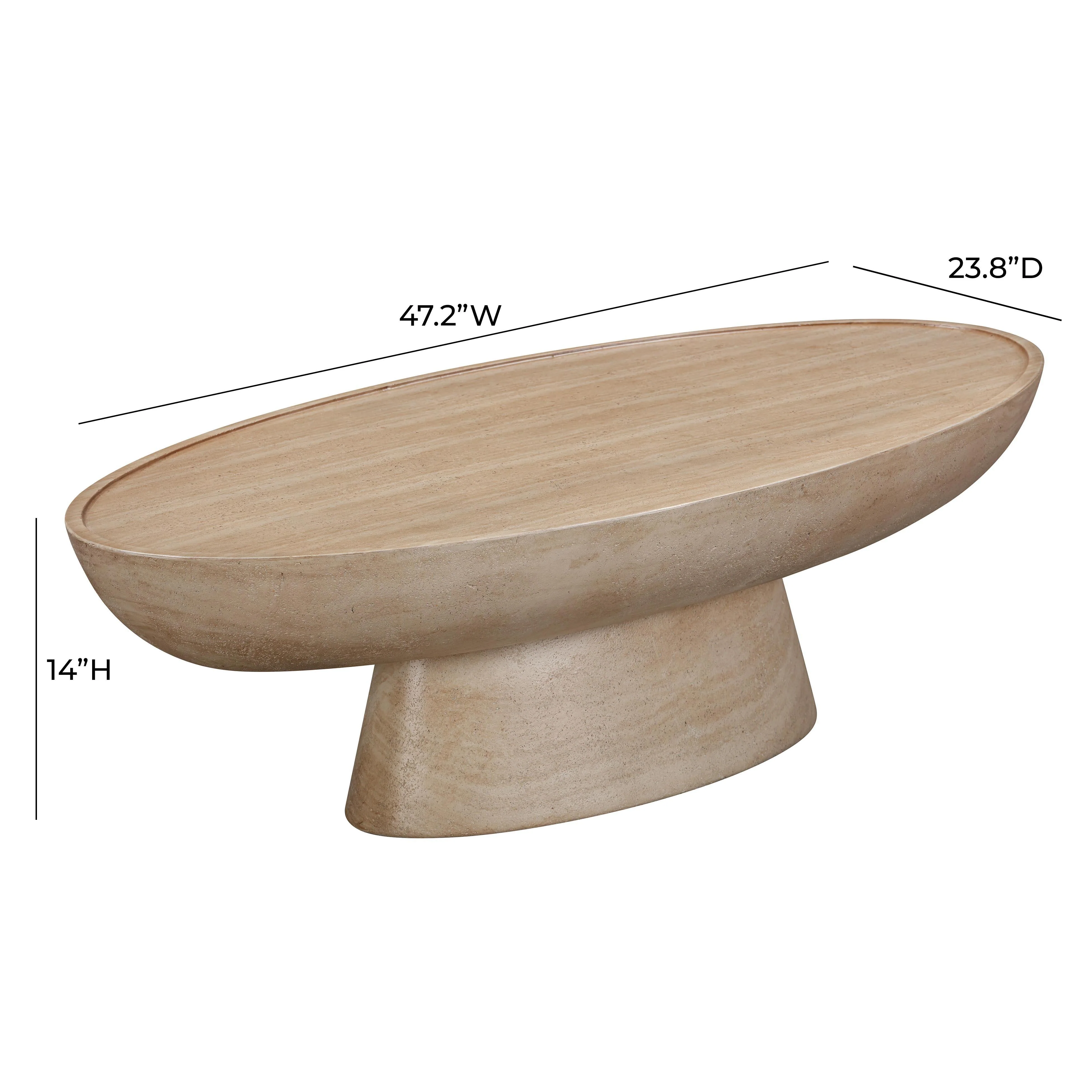 Eclipse Textured Faux Travertine Indoor / Outdoor Coffee Table - Image 7
