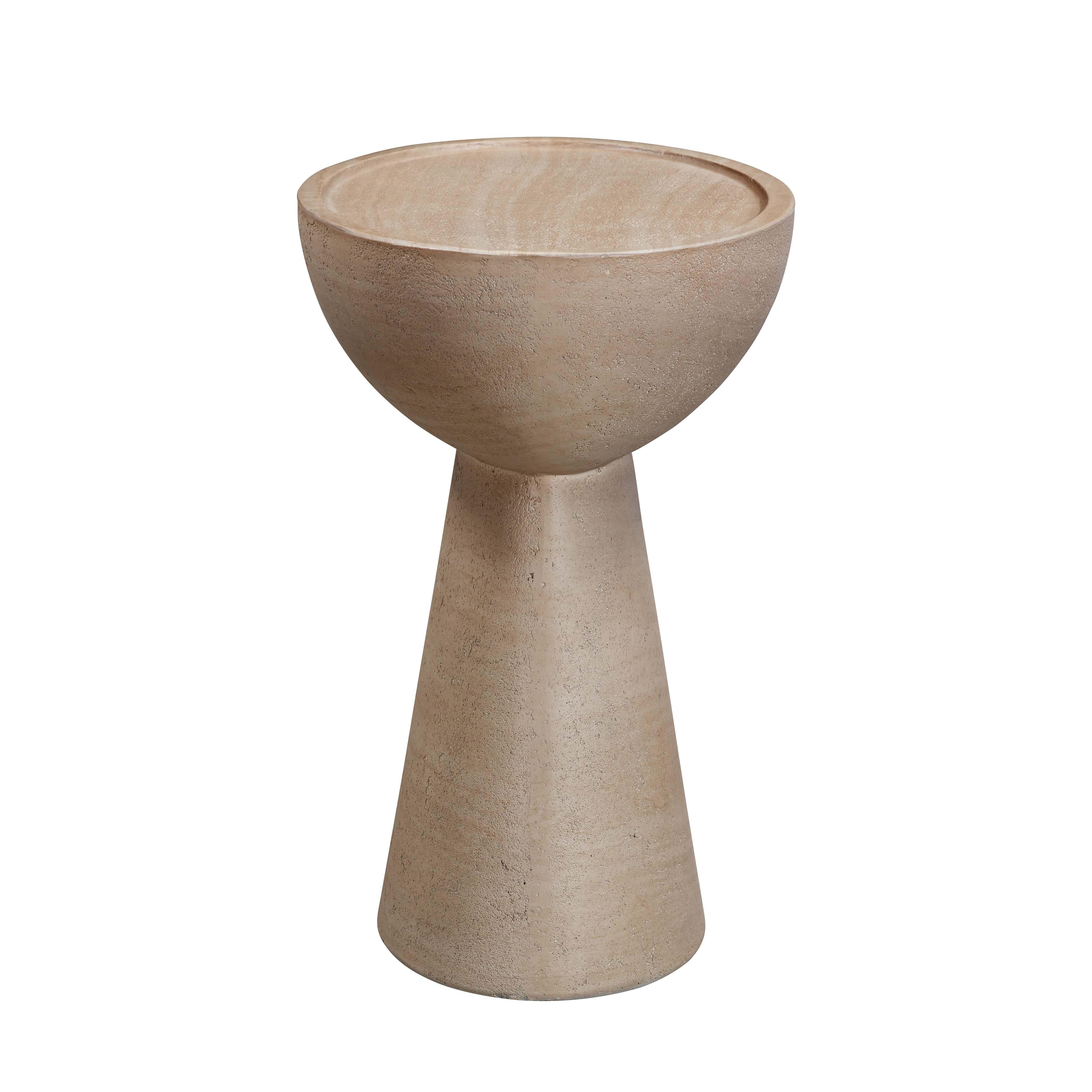 Eclipse Textured Faux Travertine Indoor / Outdoor Side Table - Image 4
