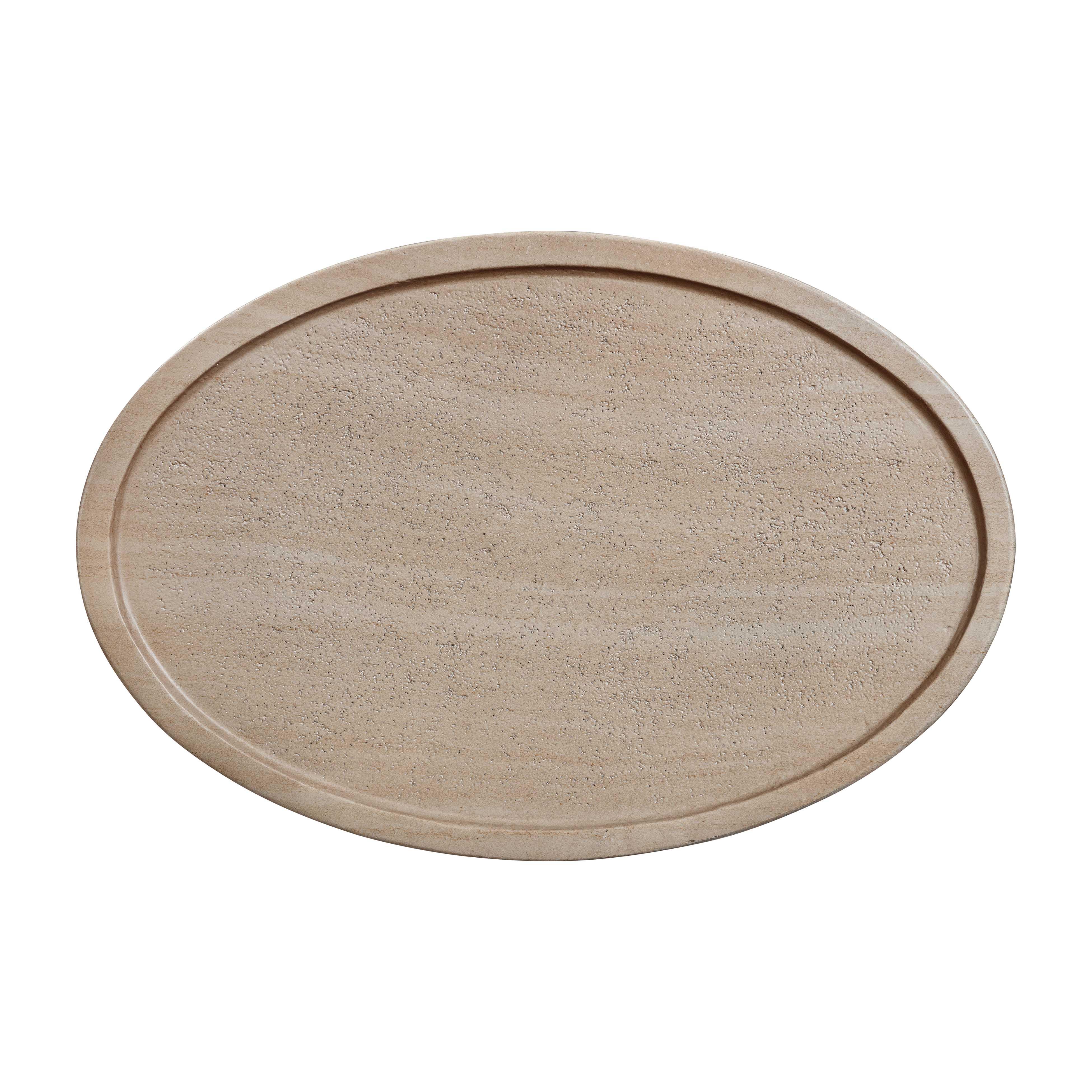 Eclipse Textured Faux Travertine Indoor / Outdoor Side Table - Image 6