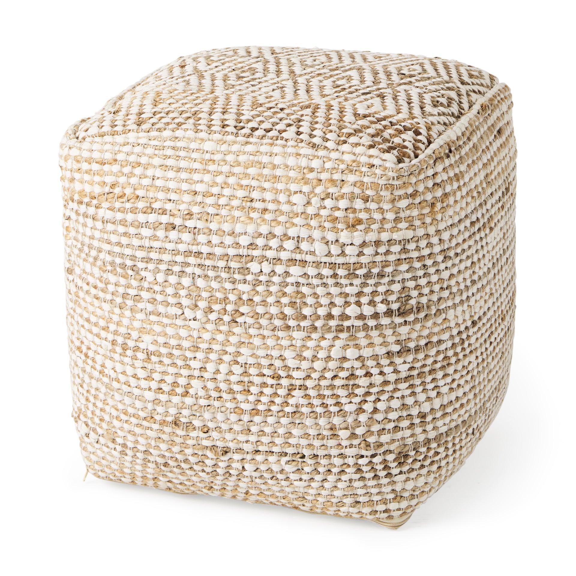 Ekani Cream/Beige Cotton Pouf