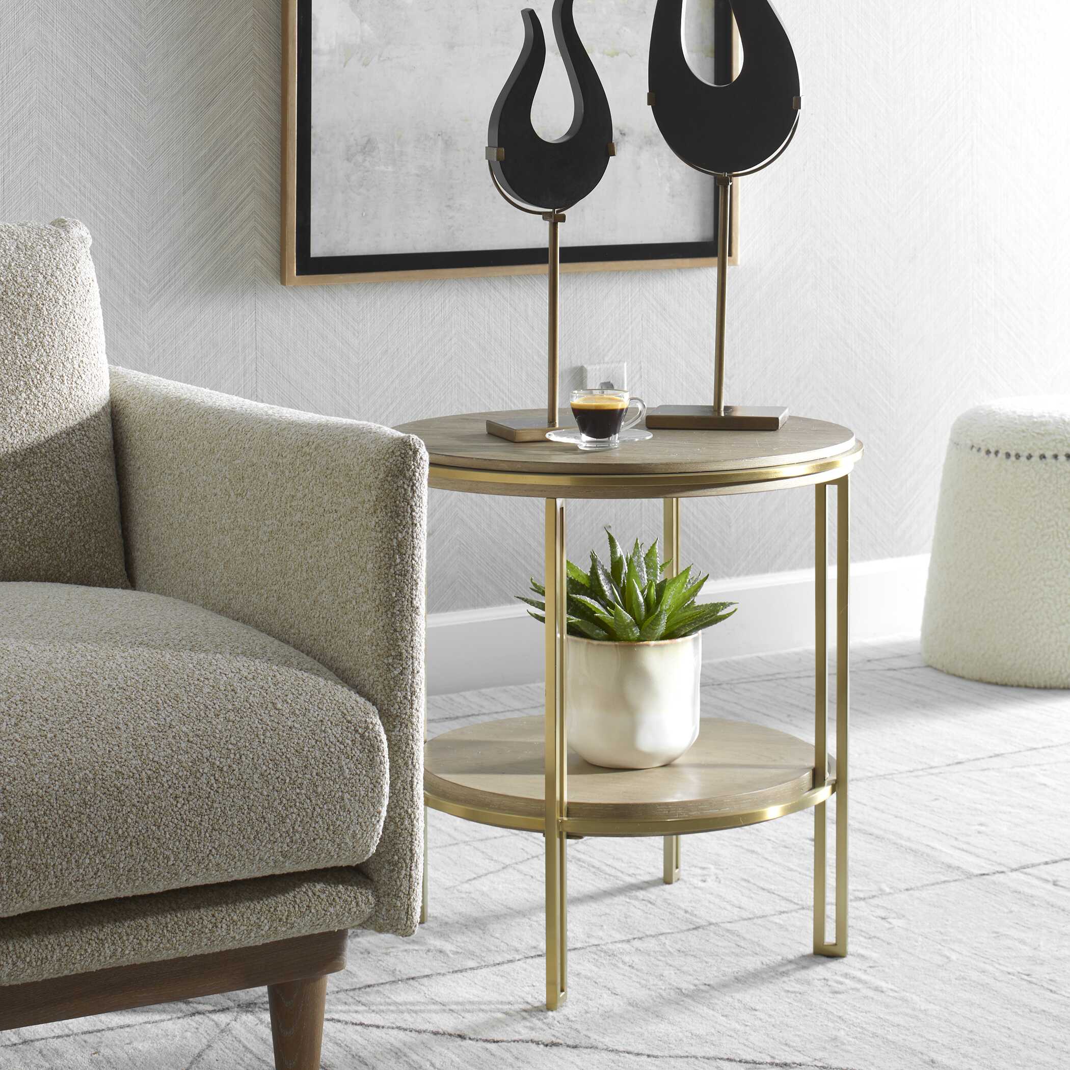 Elise Round Brass Side Table - Image 2