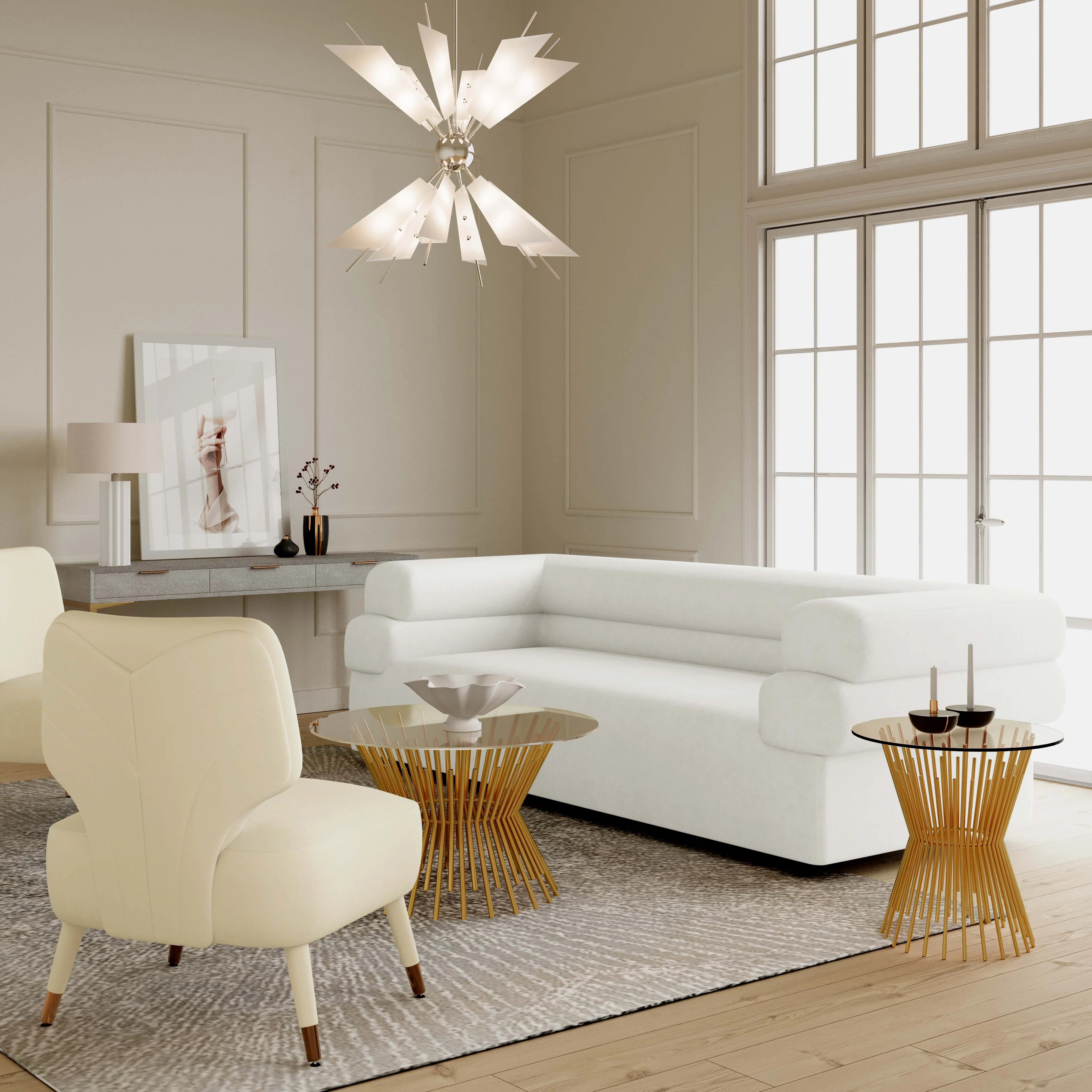 Elsa Cream Velvet Sofa - Image 2