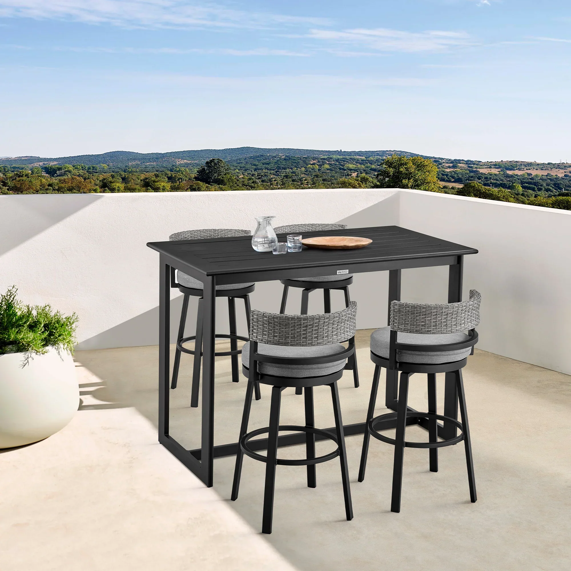 Encinitas Outdoor Patio 5-Piece Bar Table Set - Image 2