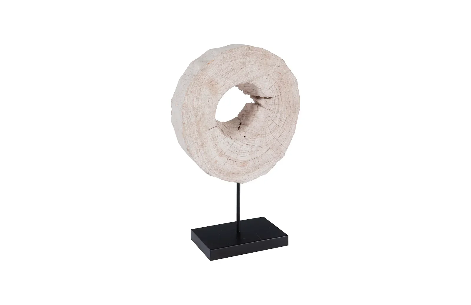 Eroded Wood Circle Sculpture on Stand