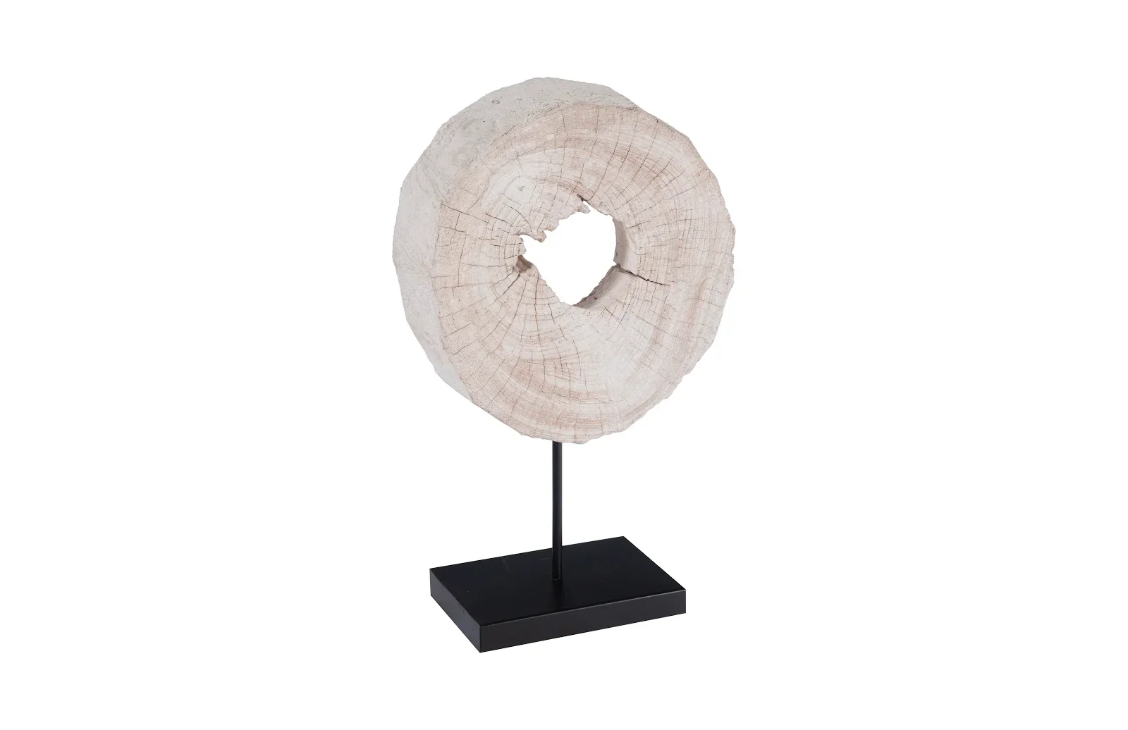 Eroded Wood Circle Sculpture on Stand - Image 2