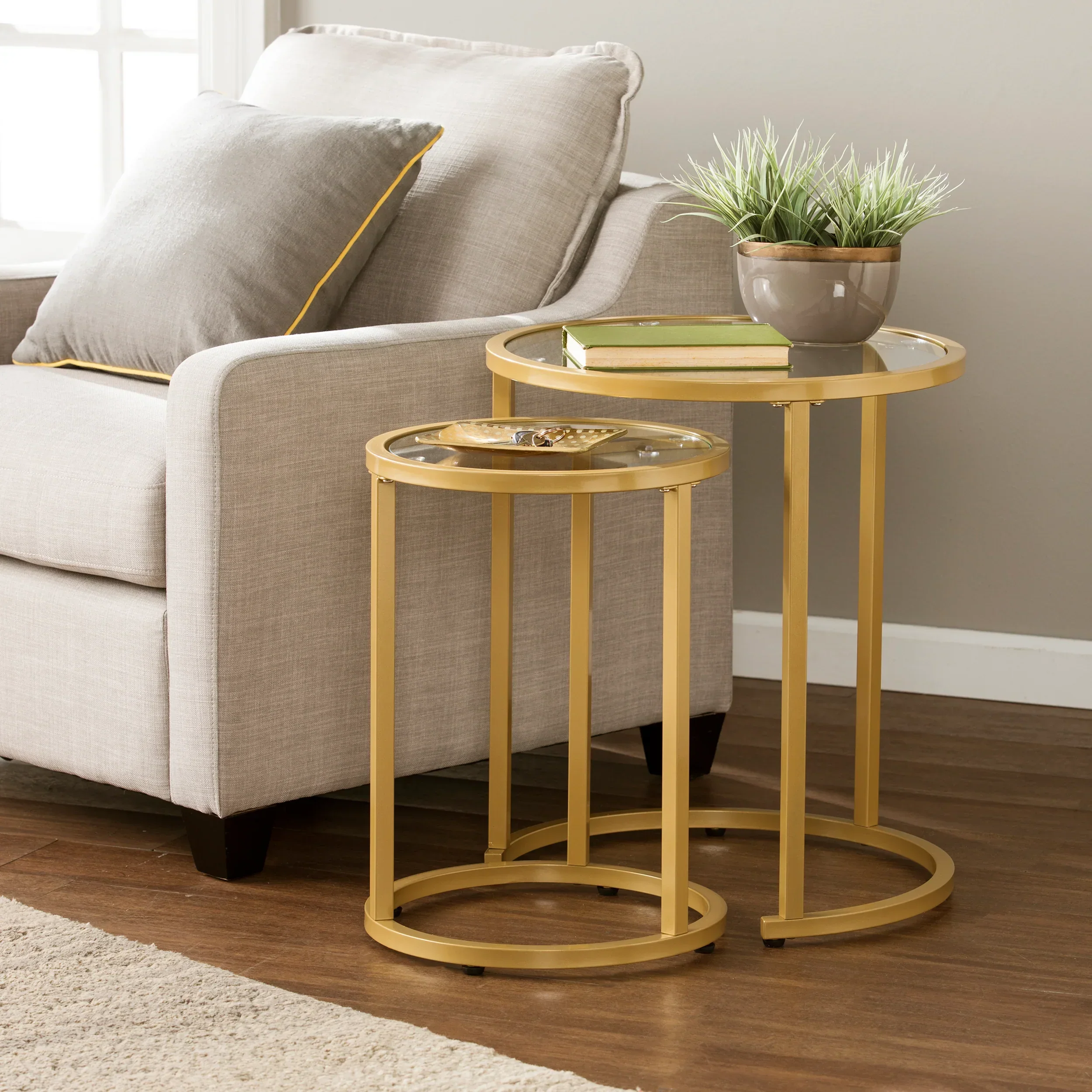 Evelyn Glam Nesting Side Table 2pc Set – Gold - Image 2